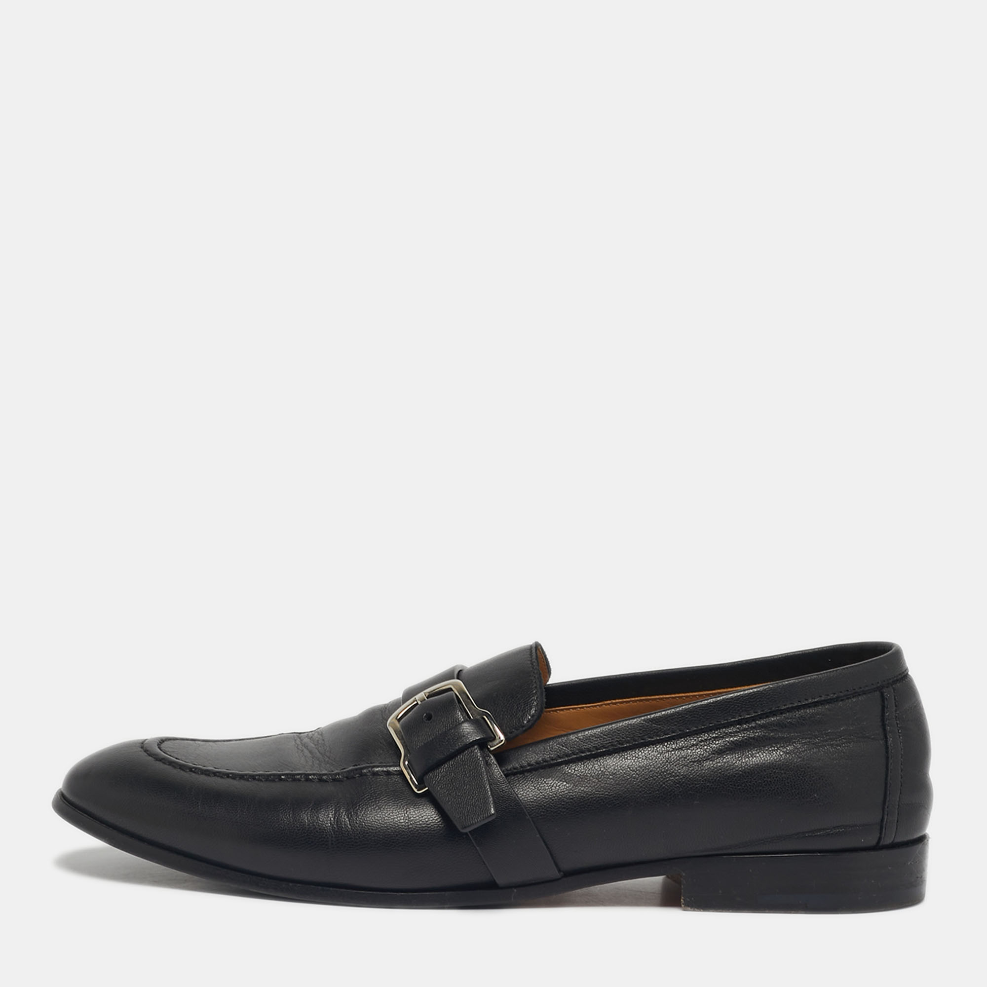 

Hermes Black Leather Buckle Loafers Size