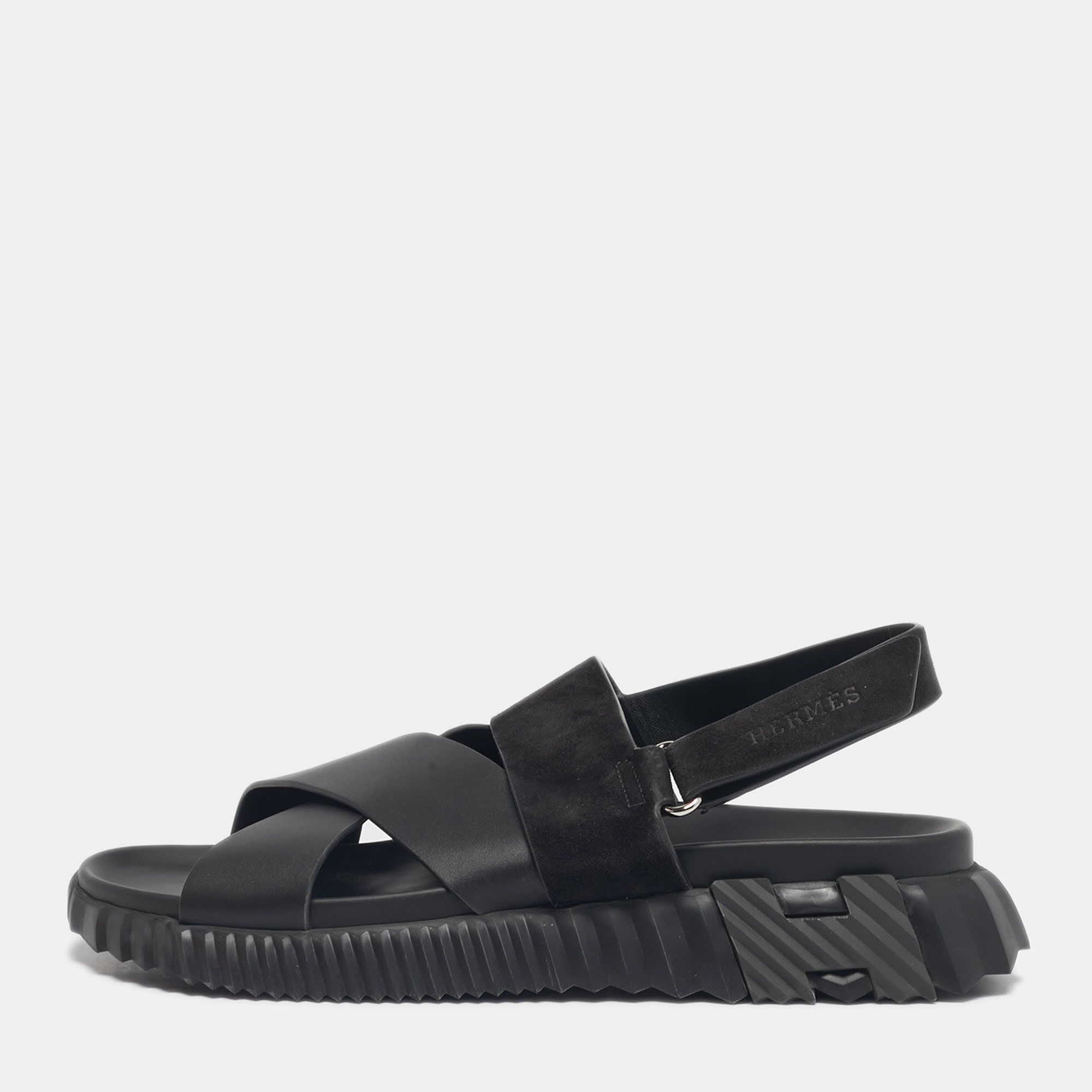 

Hermès Black Leather and Suede Electric Sandals Size