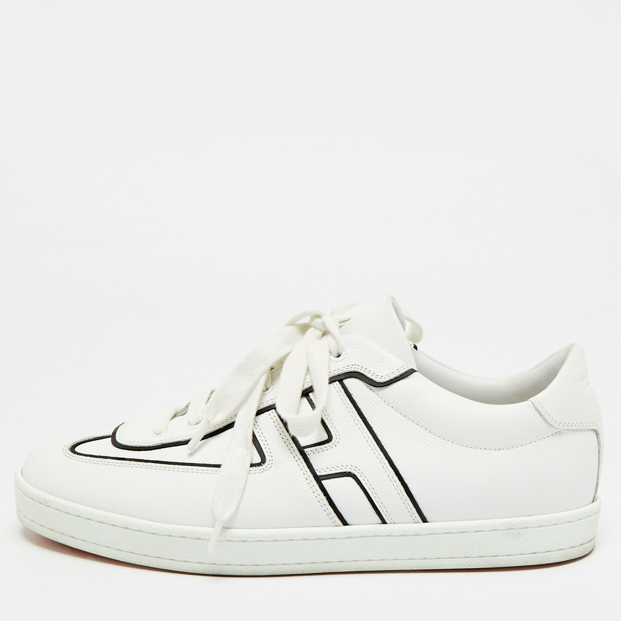 

Hermes White Leather Boomerang Lace Up Sneakers Size