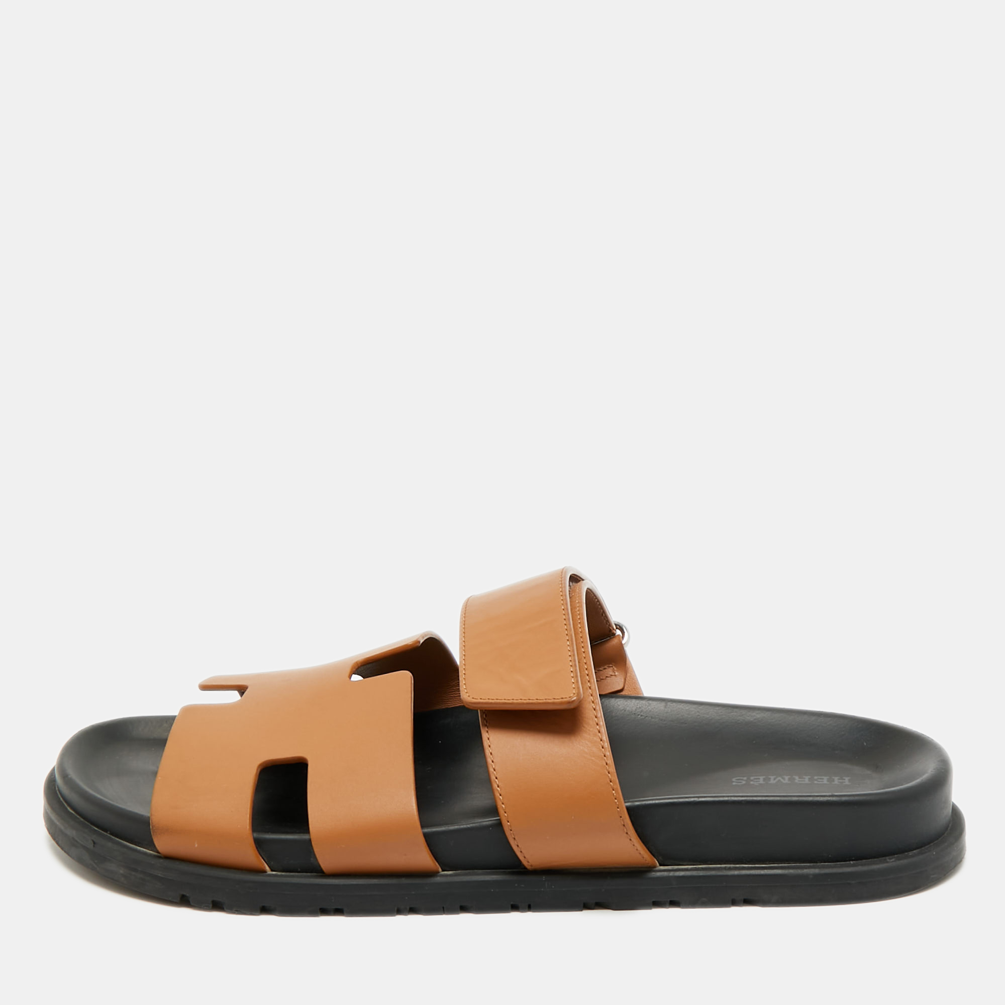 

Hermes Chypre Size  Brown Leather Flat Sandals