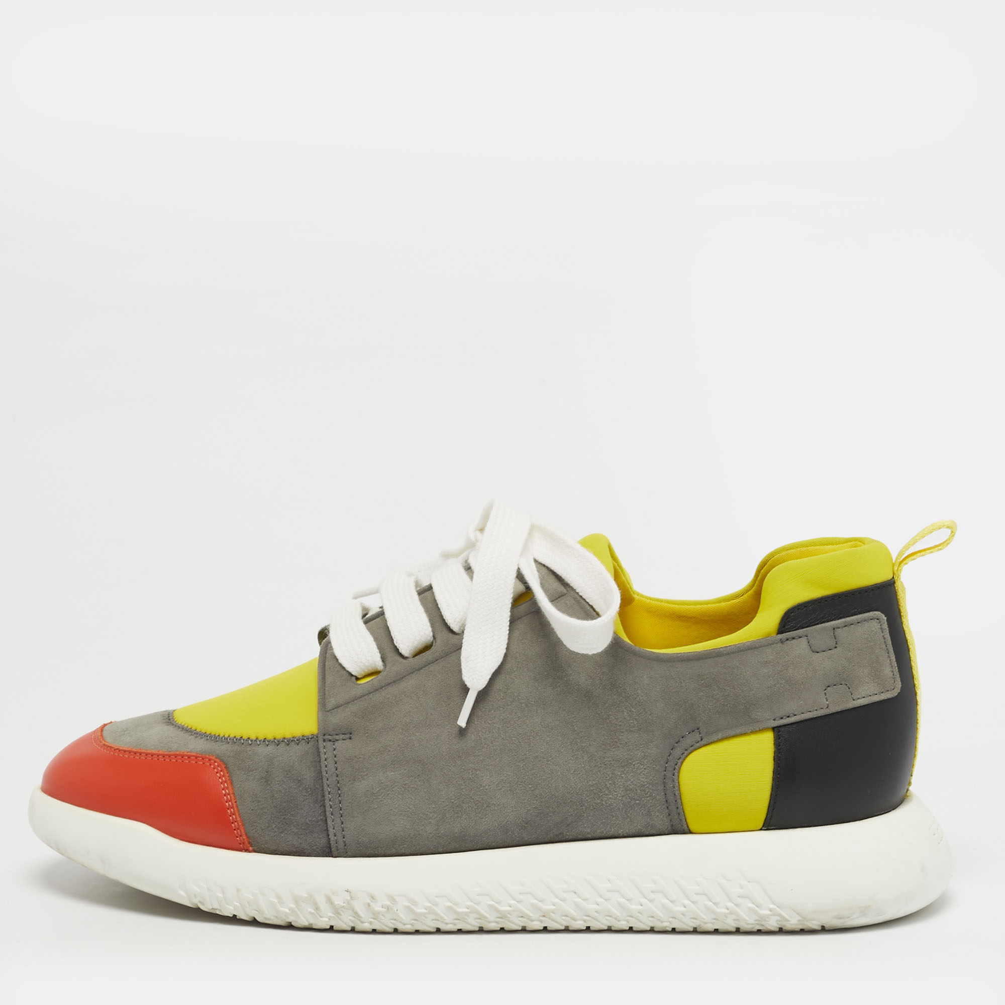 

Hermes Vitesse Size  Multicolor Leather and Suede Lace Up Sneakers