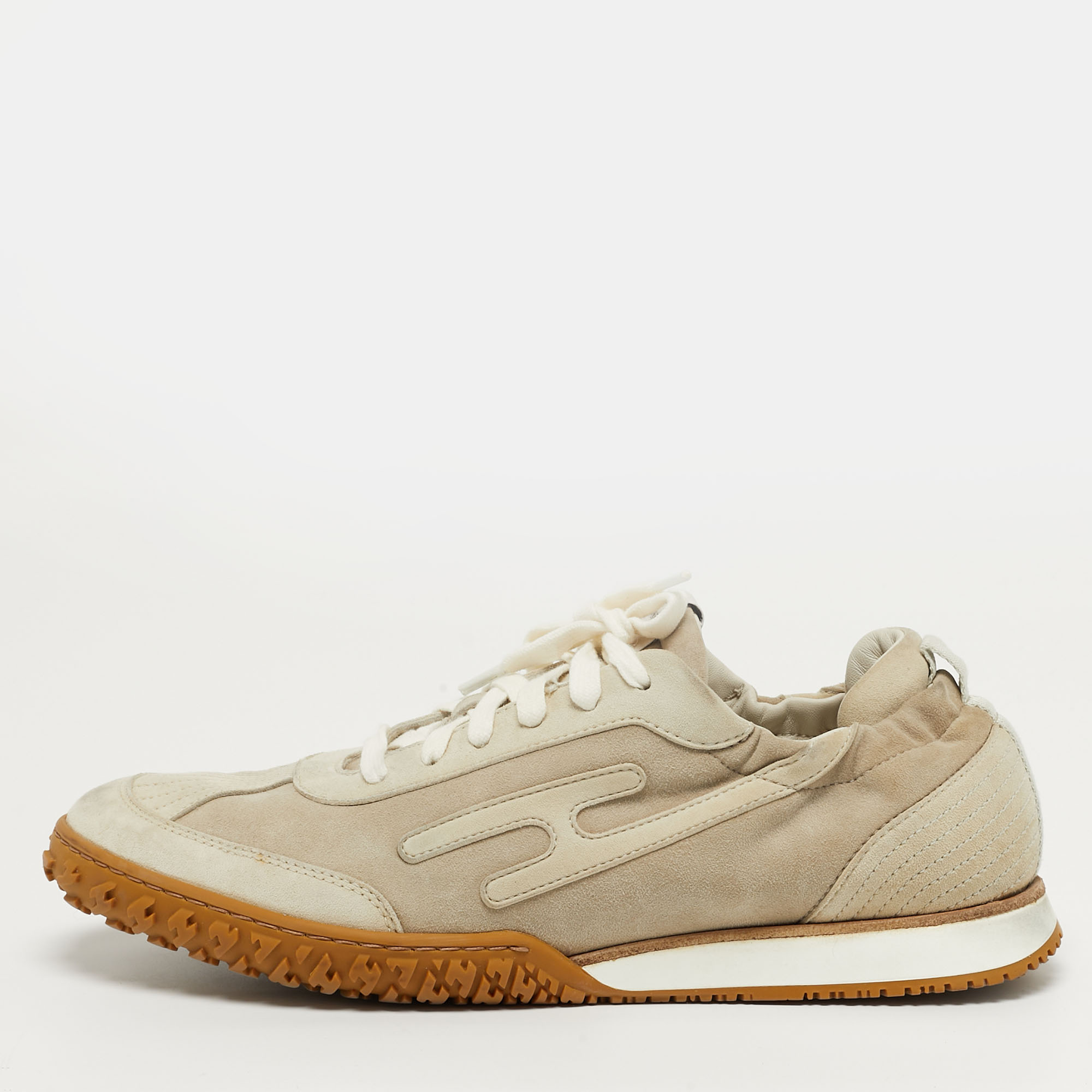 Pre-owned Hermes Hermès Jet Size 40 Beige Suede Lace Up Sneakers In Sand