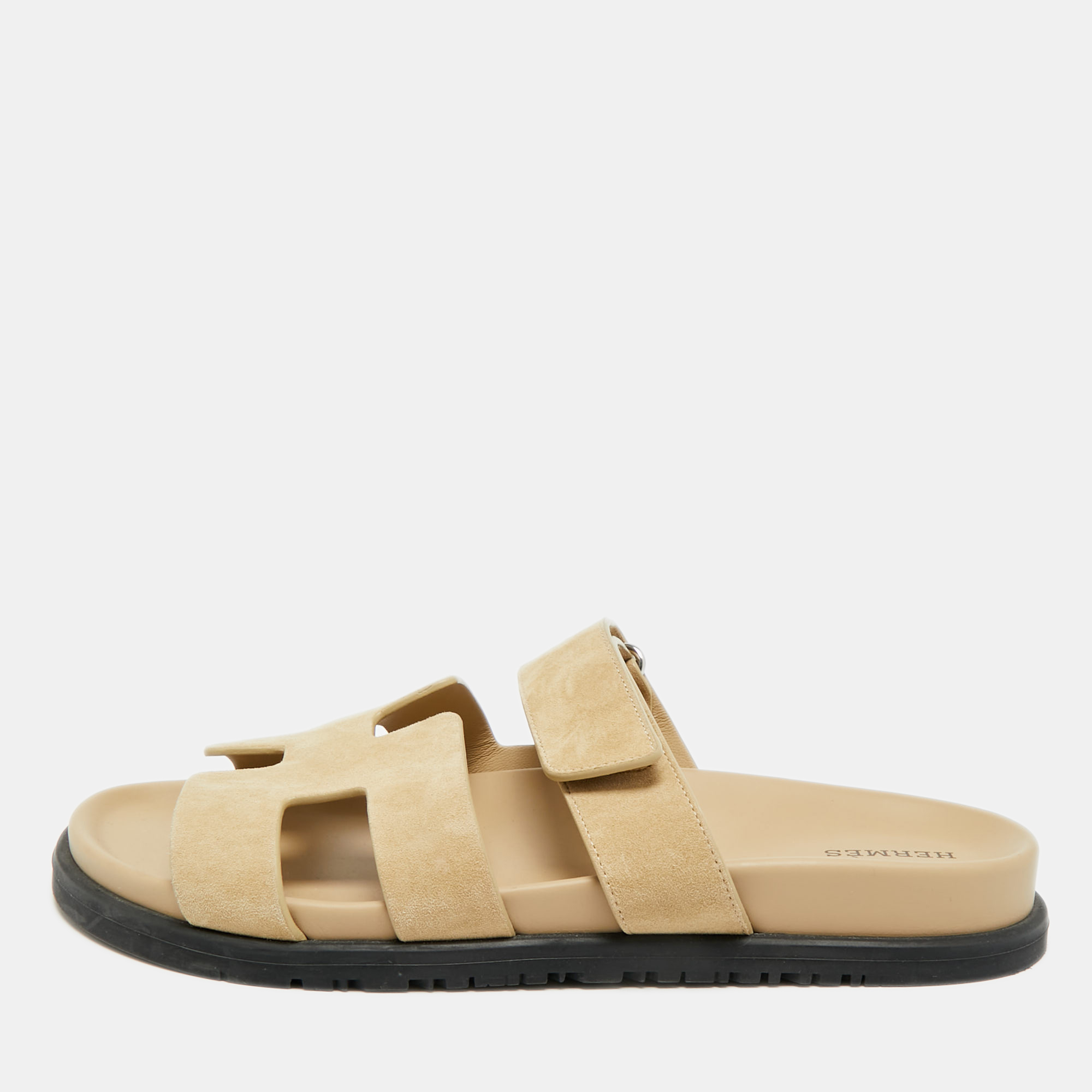 

Hermes Chypre Size  Beige Suede Flat Slide