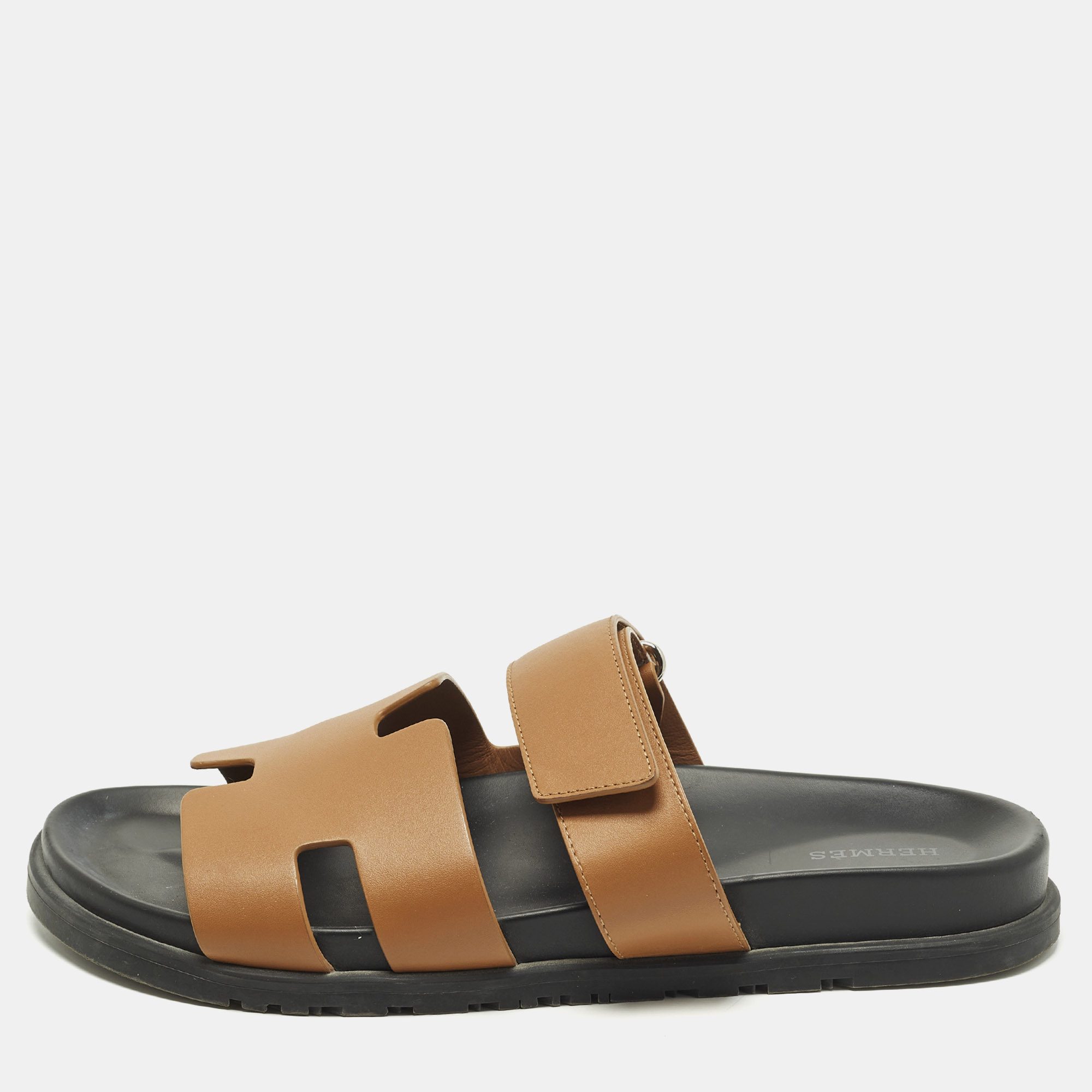 

Hermes Chypre Size  Brown Leather Flat Sandals