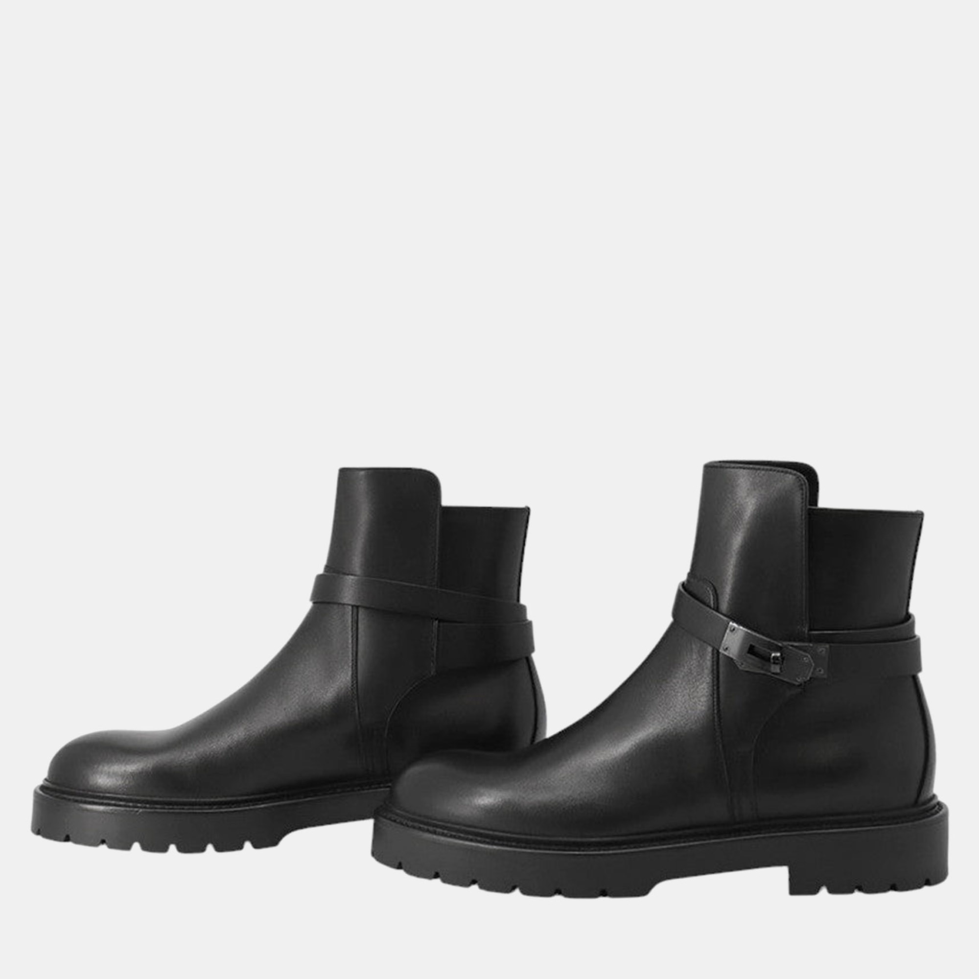 

Hermes Jeff Short Boots Black Leather Size