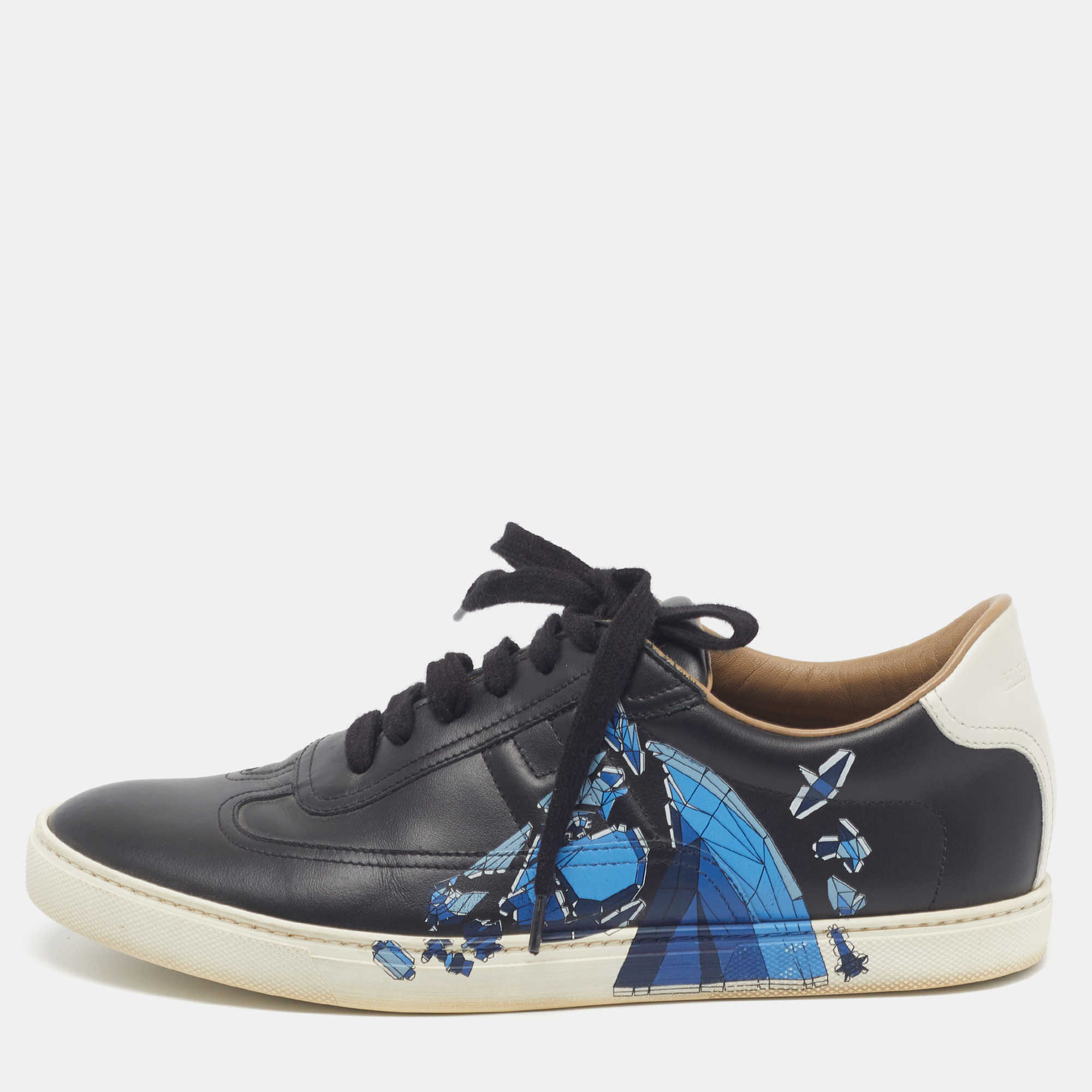 

Hermès H Quicker Size  Black/White Leather Low Top Sneakers