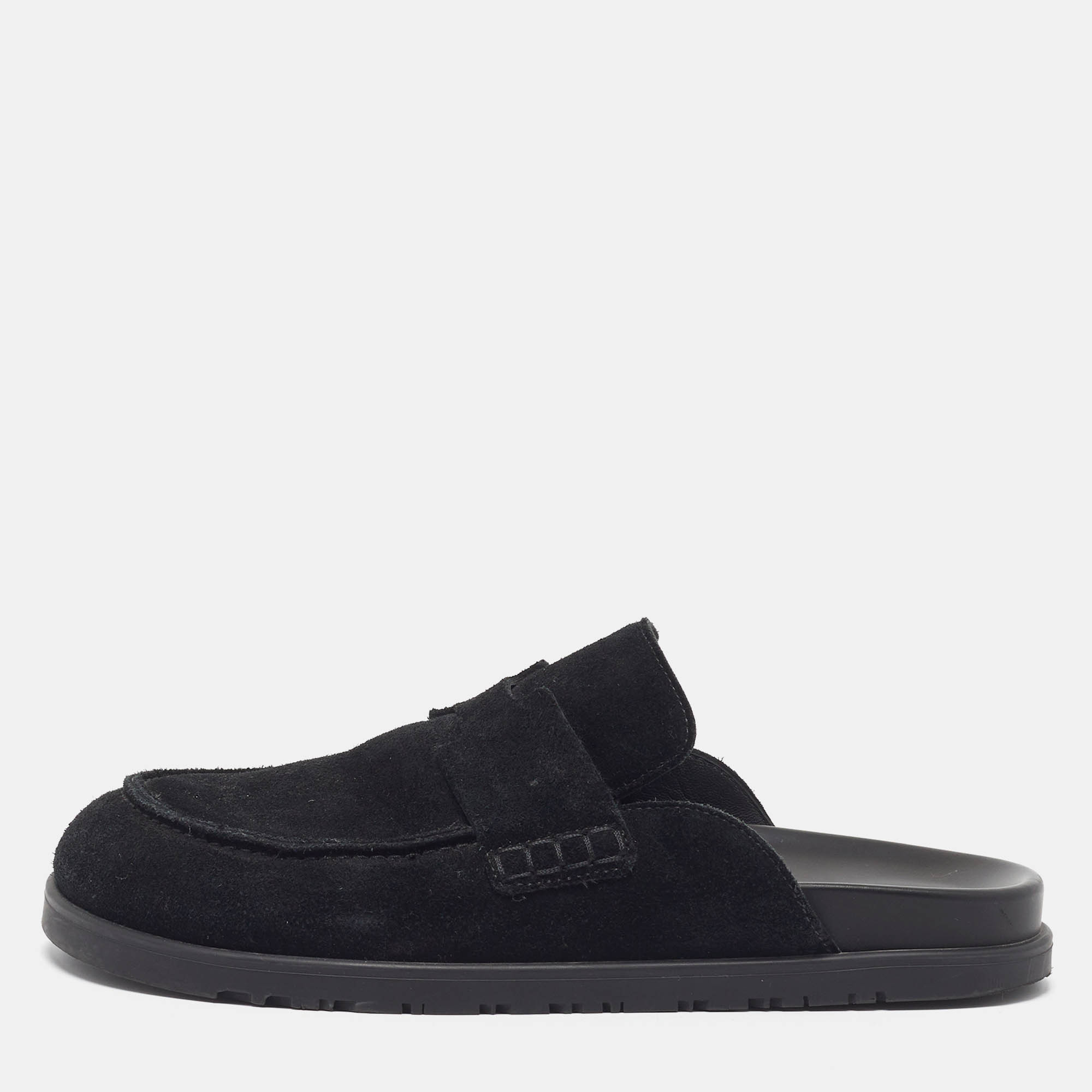 Pre Owned Hermès Go Mule Size 39.5 Black Suede Flat Mules