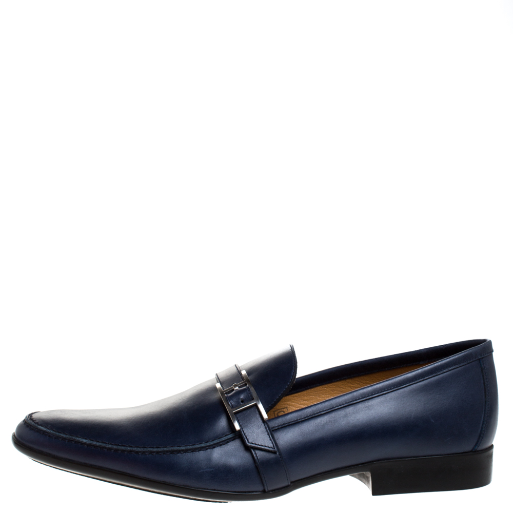 

Hermes Marine Blue Leather Dan Loafers Size, Navy blue