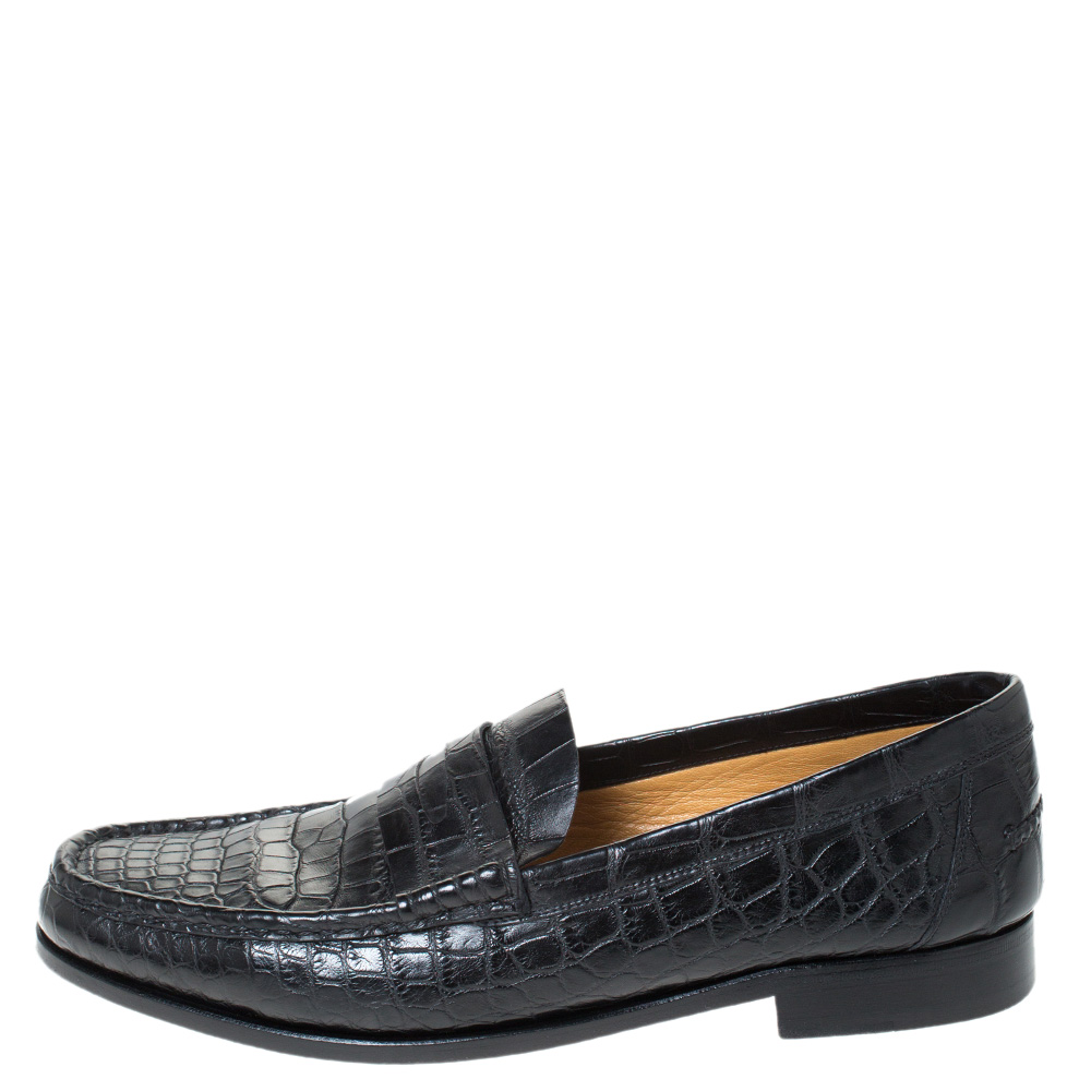 

Hermes Black Alligator Loafers Size