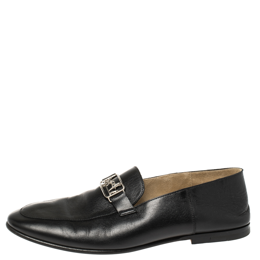 

Hermes Black Leather Time Loafers Size