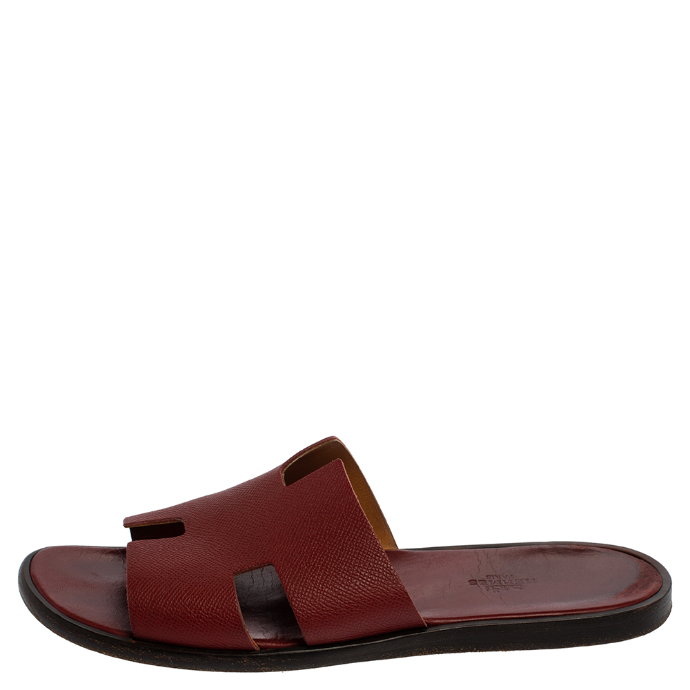 

Hermes Burgundy Leather Izmir Sandals Size