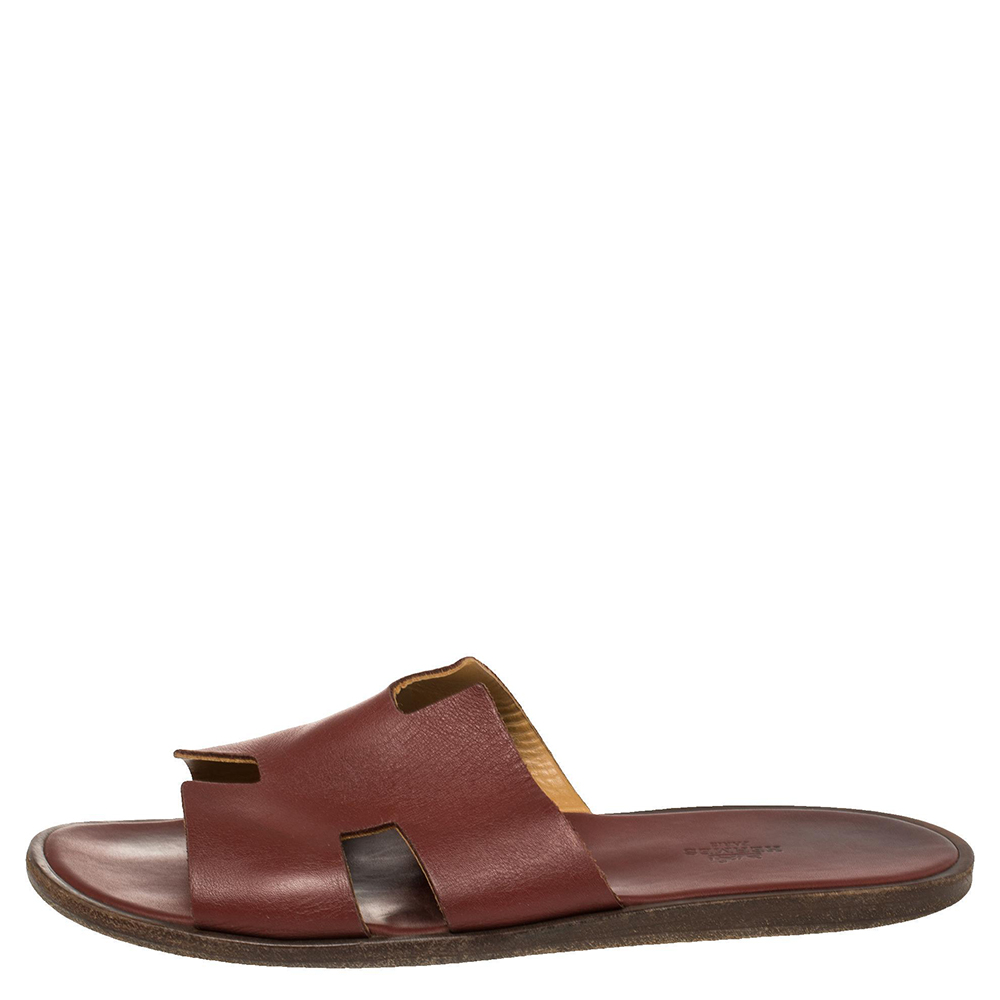 

Hermes Burgundy Leather Izmir Slides Sandals Size