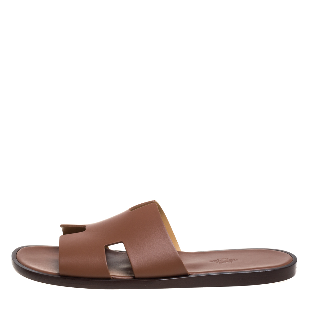

Hermes Brown Leather Izmir Sandals Size