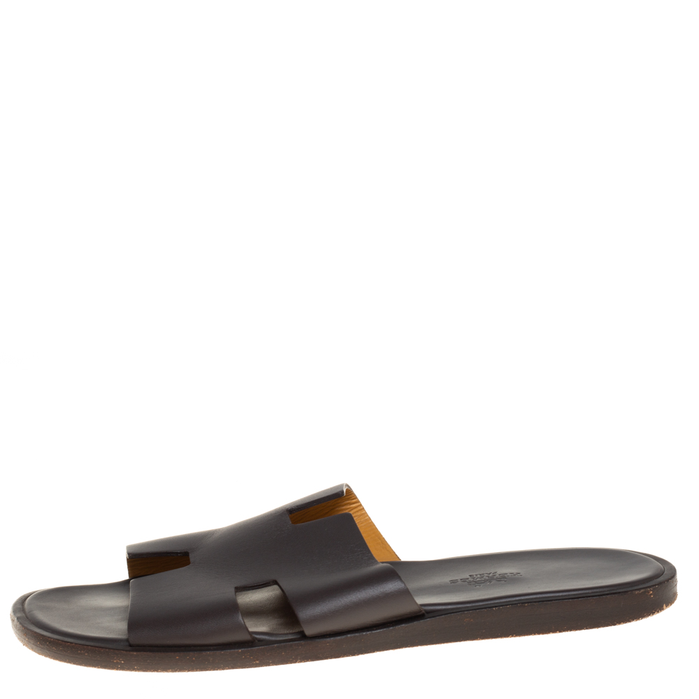 

Hermes Dark Brown Leather Izmir Flat Sandals Size
