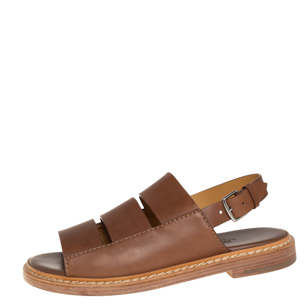 

Hermes Brown Leather Flat Slingback Sandals Size