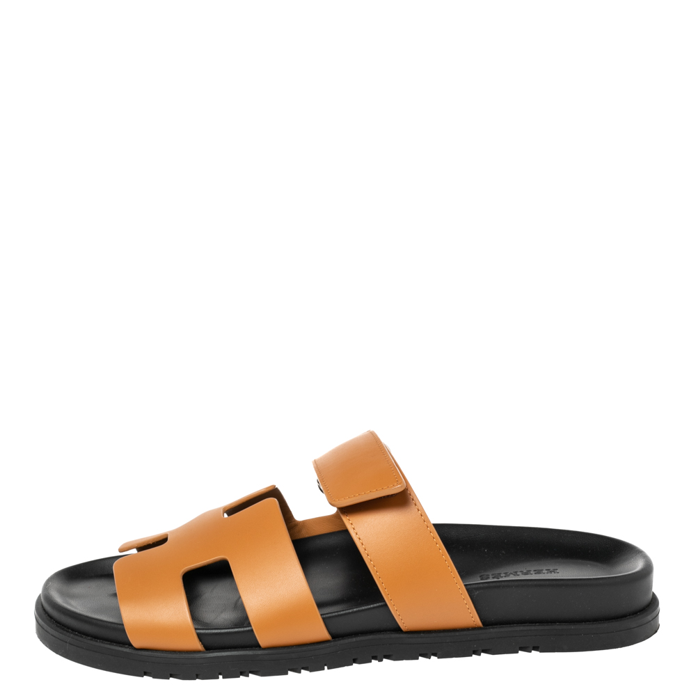 

Hermes Brown Leather Chypre Sandals Size