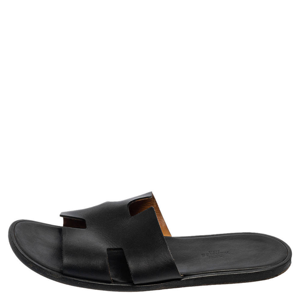 

Hermes Black Leather Izmir Slide Sandals Size 43