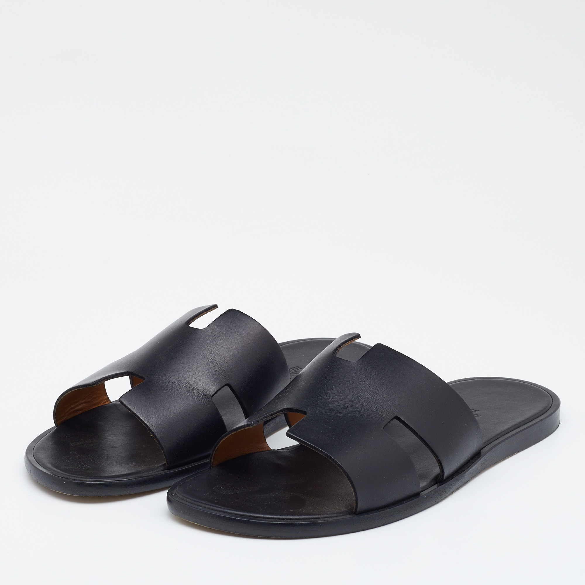 

Hermes Black Leather Izmir Slide Sandals Size