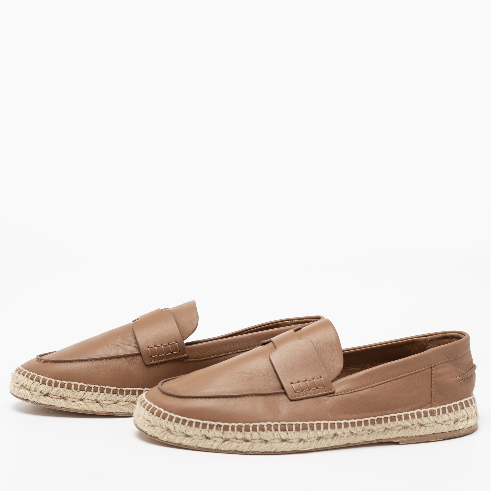 

Hermes Brown Leather Trip Espadrilles Size