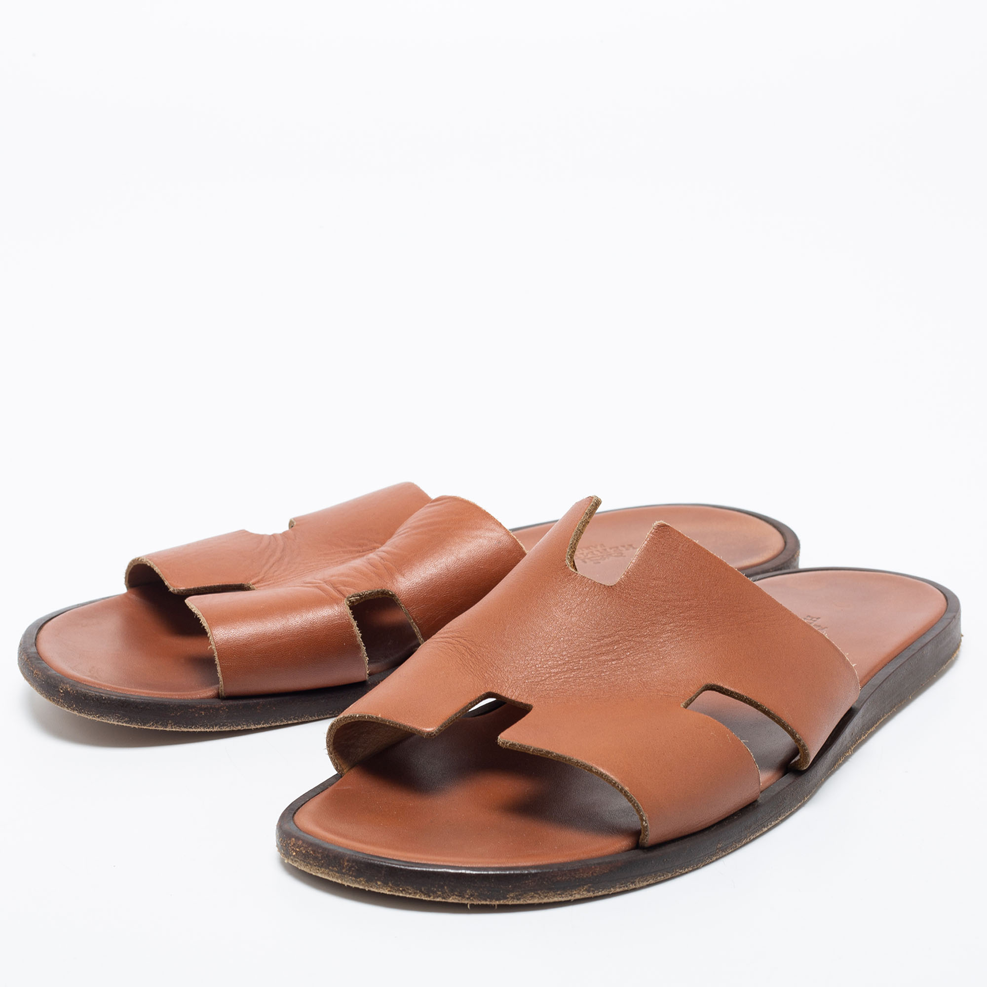 

Hermes Brown Leather Izmir Sandals Size, Cream