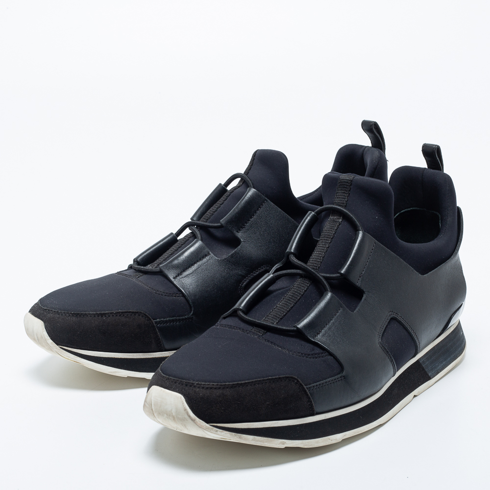 

Hermes Black Leather And Neoprene Team Sneakers Size