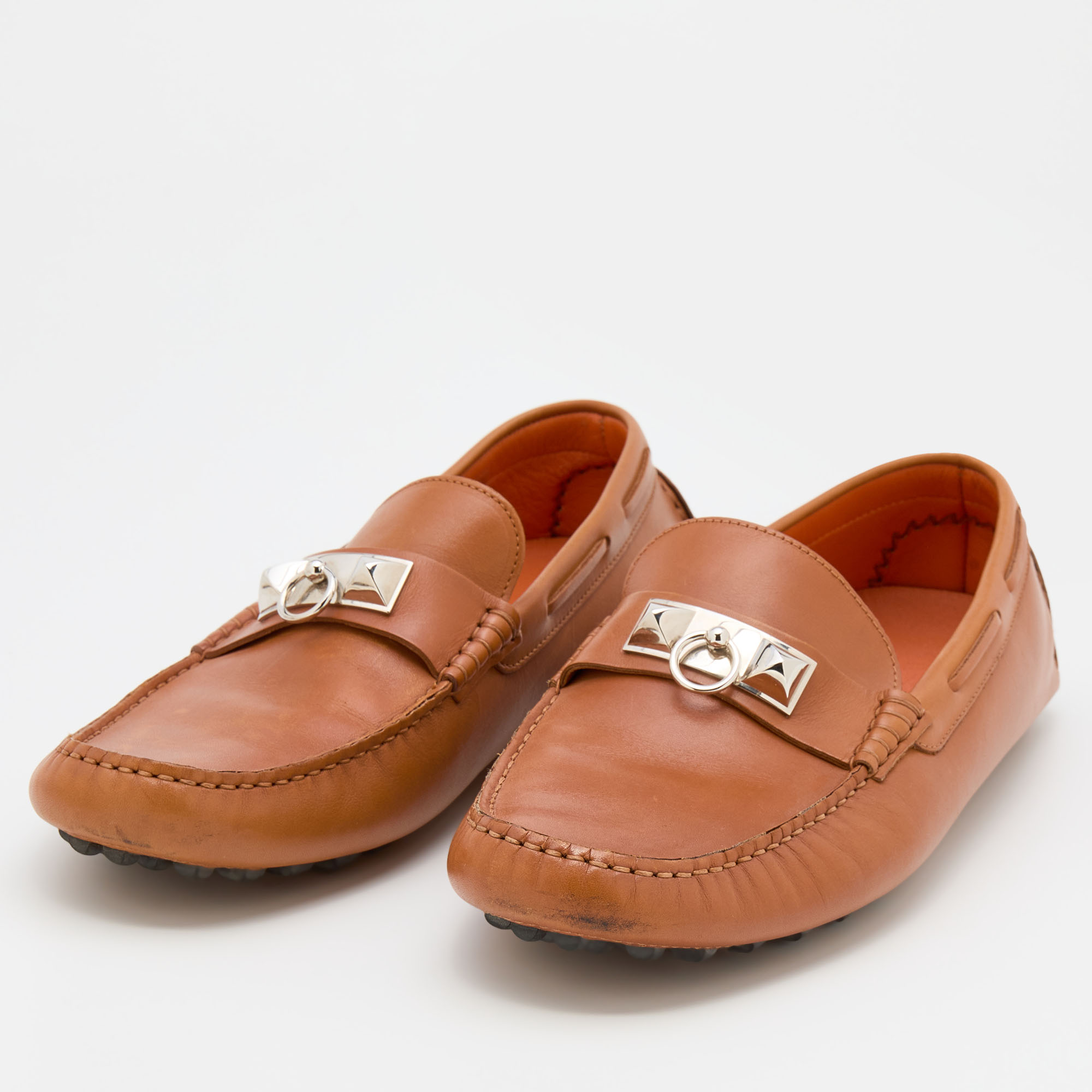 

Hermes Tan Leather Irving Loafers Size