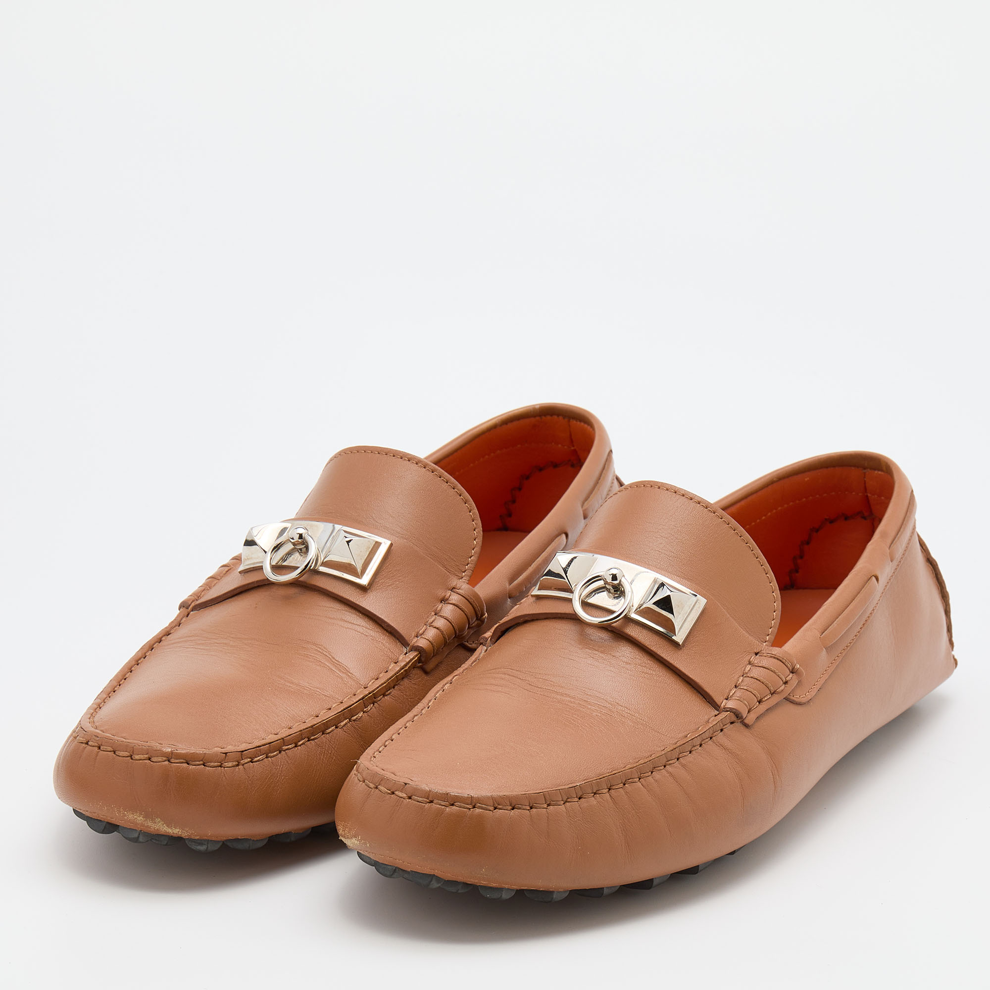 

Hermès Brown Leather Irving Loafers Size