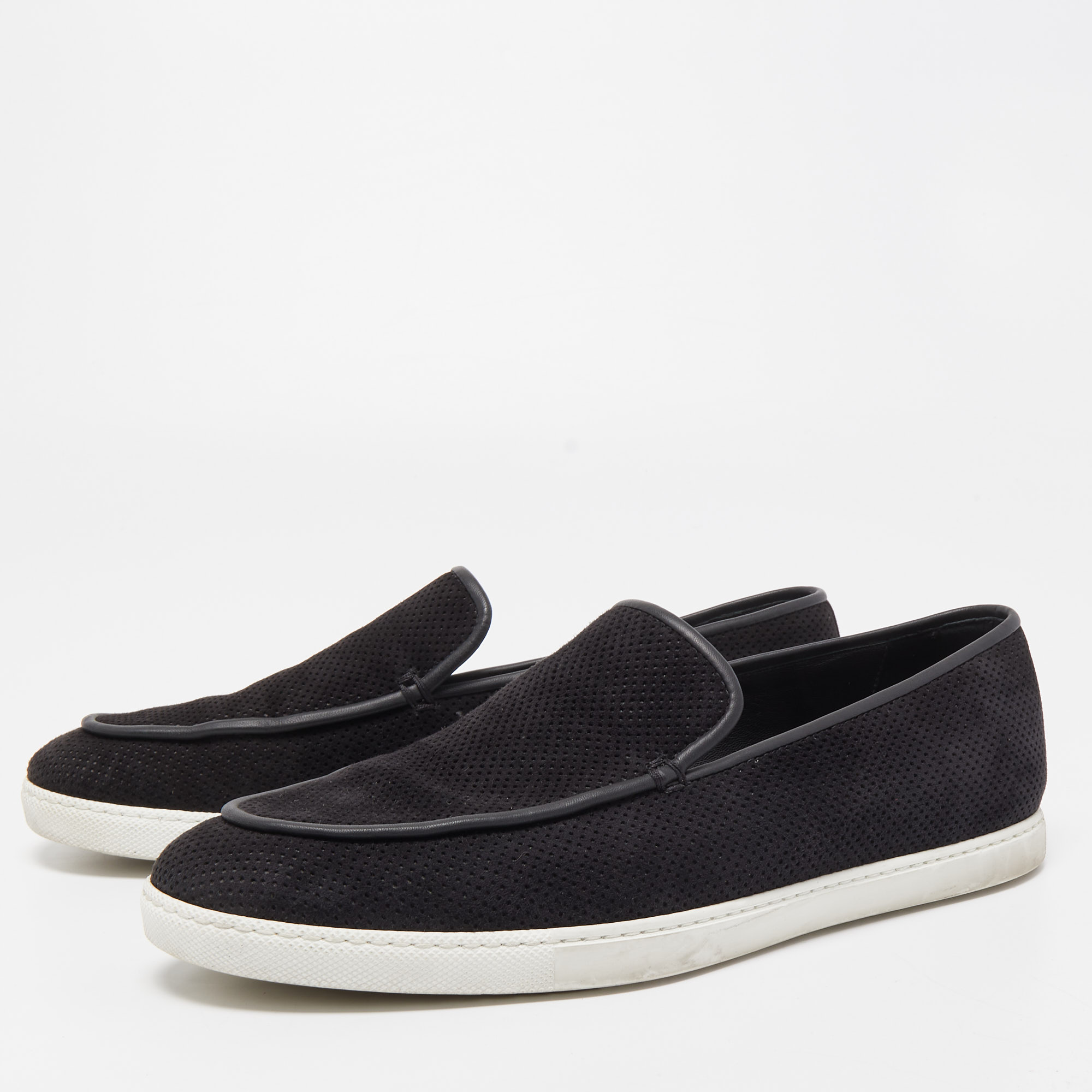 

Hermes Black Perforated Suede Slip On Sneakers Size