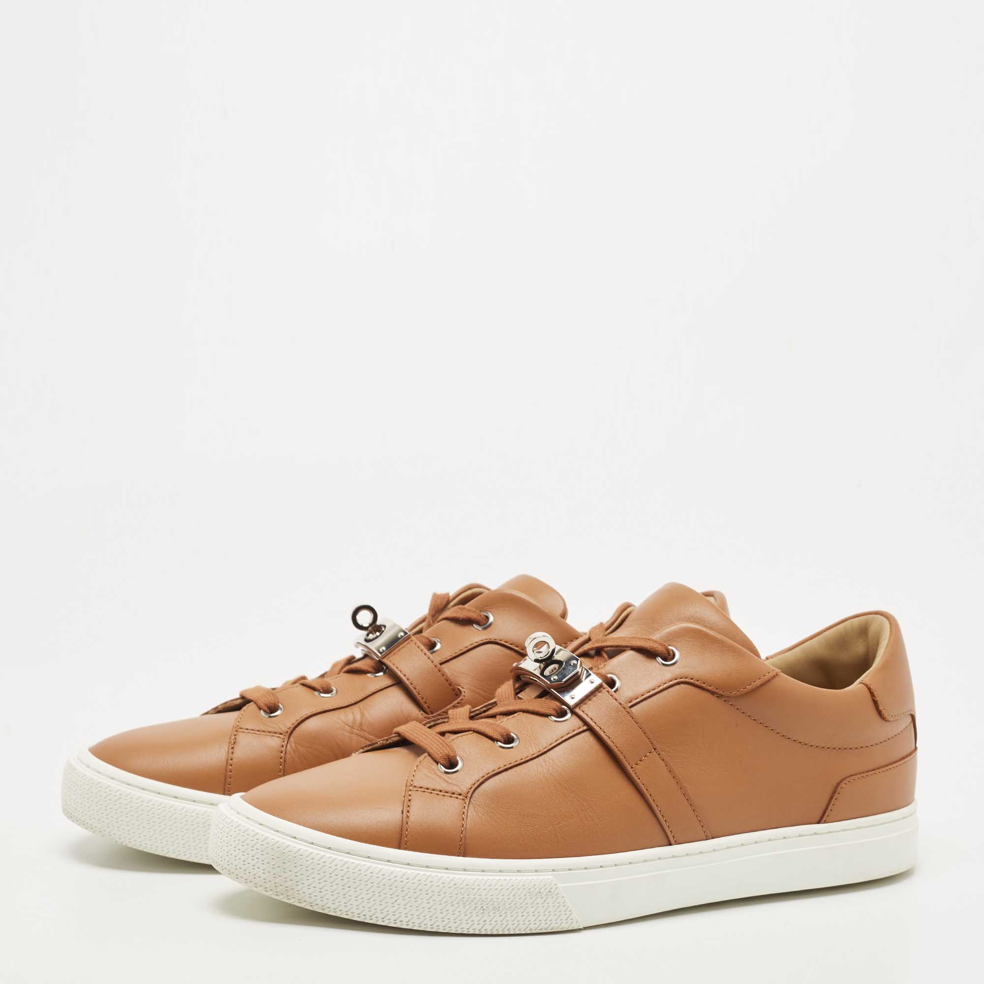 

Hermes Brown Leather Day Low Top Sneakers Size