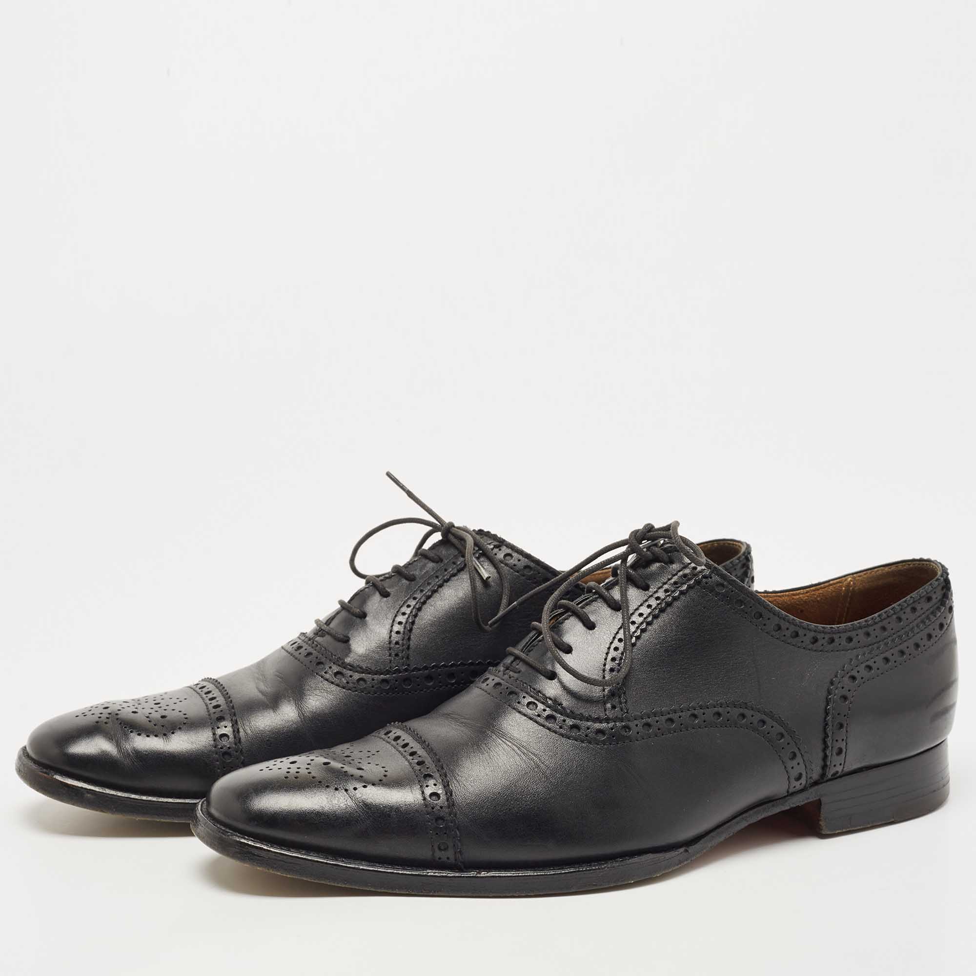 

Hermes Black Brogue Leather Lace Up Oxfords Size