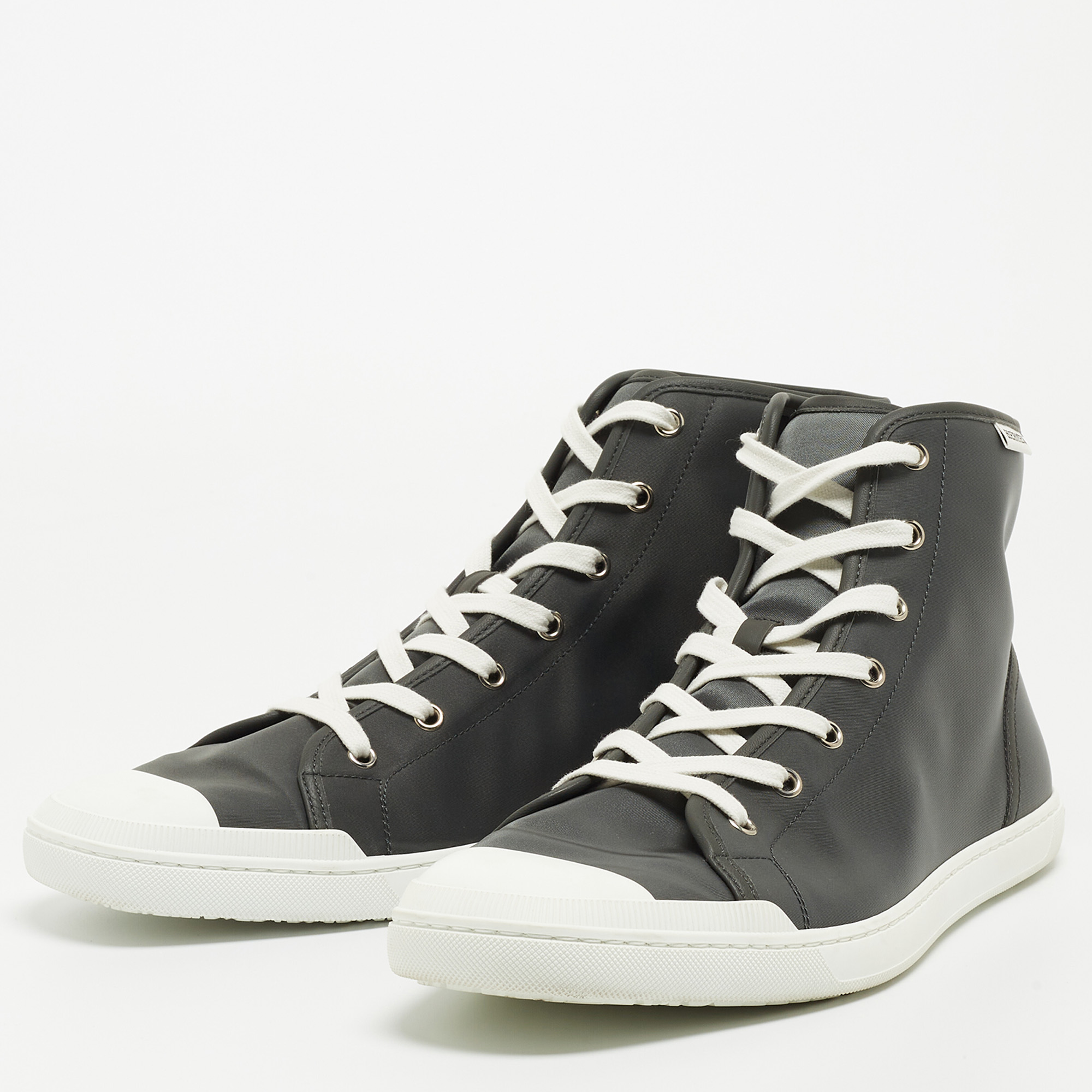

Hermes Dark Grey Twill Express High Top Sneakers Size