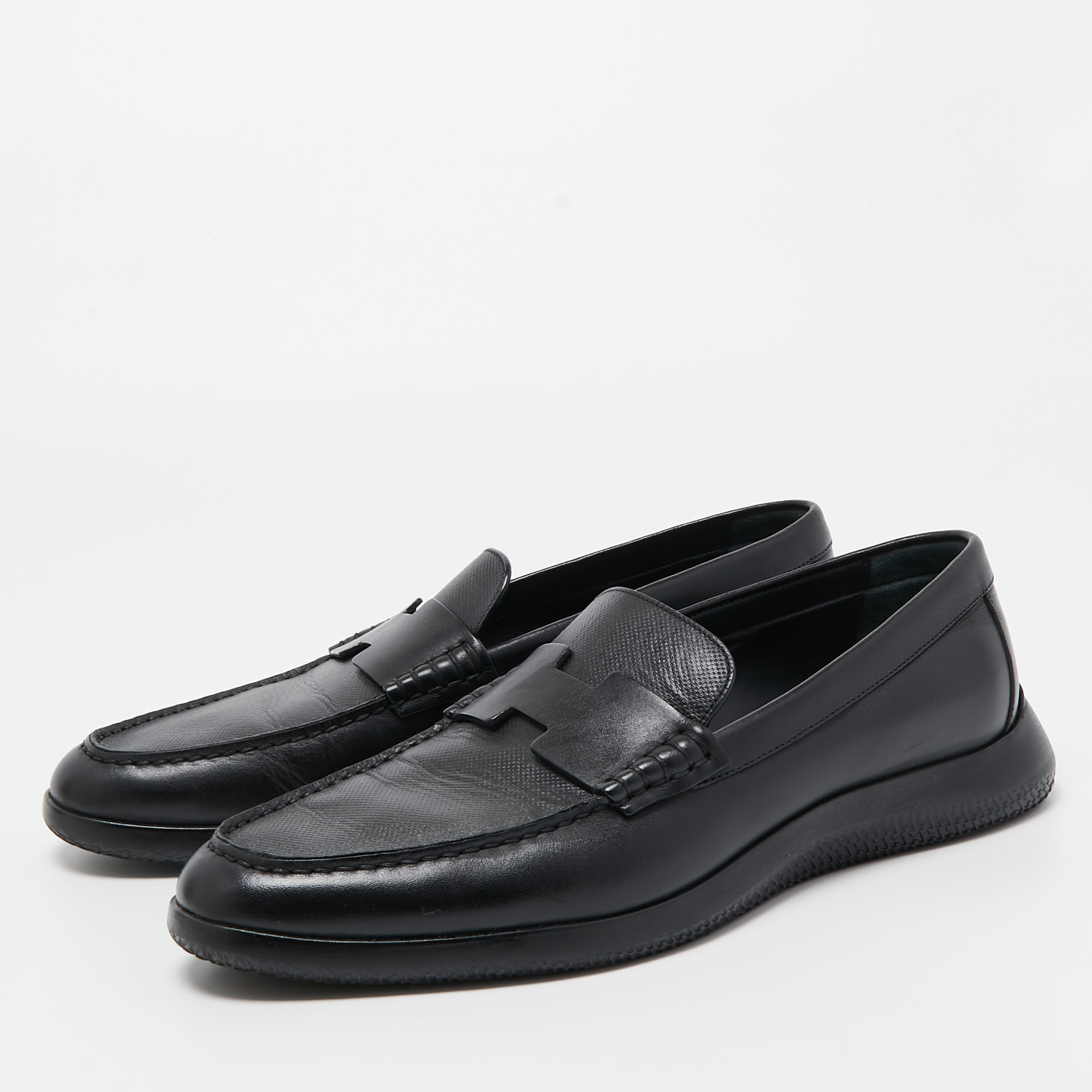 

Hermes Black Leather Kennedy Slip On Loafers Size