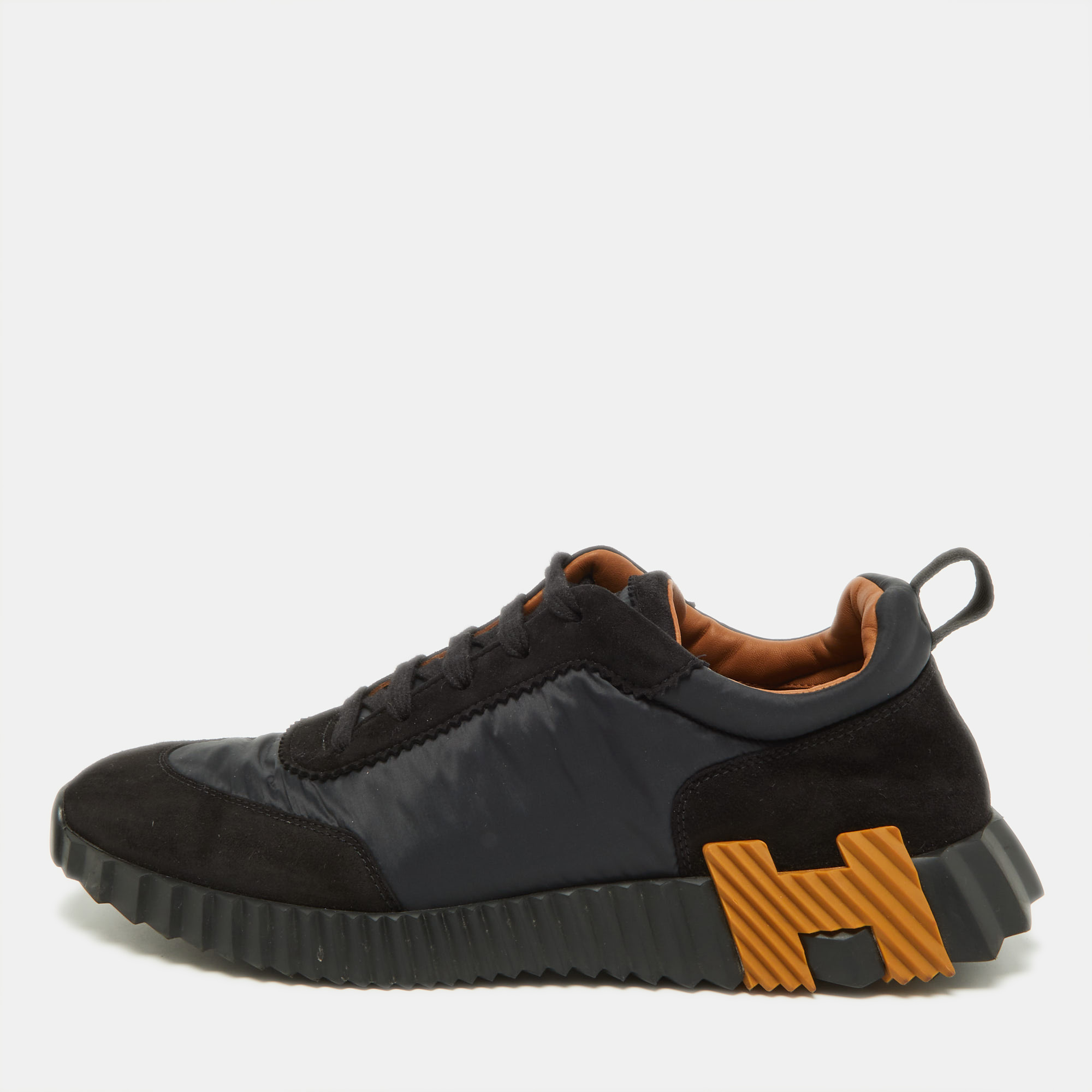 Pre-owned Hermes Black Suede And Neoprene Bouncing Sneakers Size 39 ...