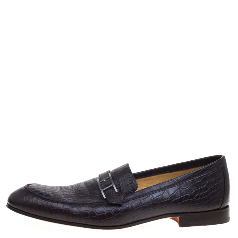 

Hermes Dark Brown Crocodile Leather Loafers Size