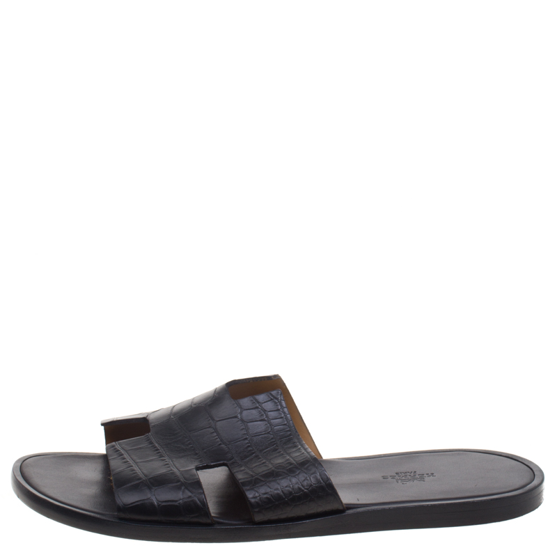 

Hermes Black Alligator Izmir Sandals Size