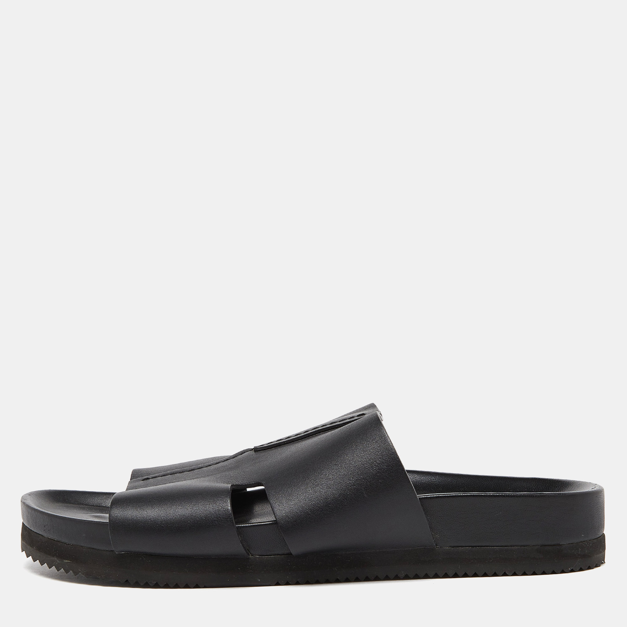 

Hermes Black Leather Slides Size
