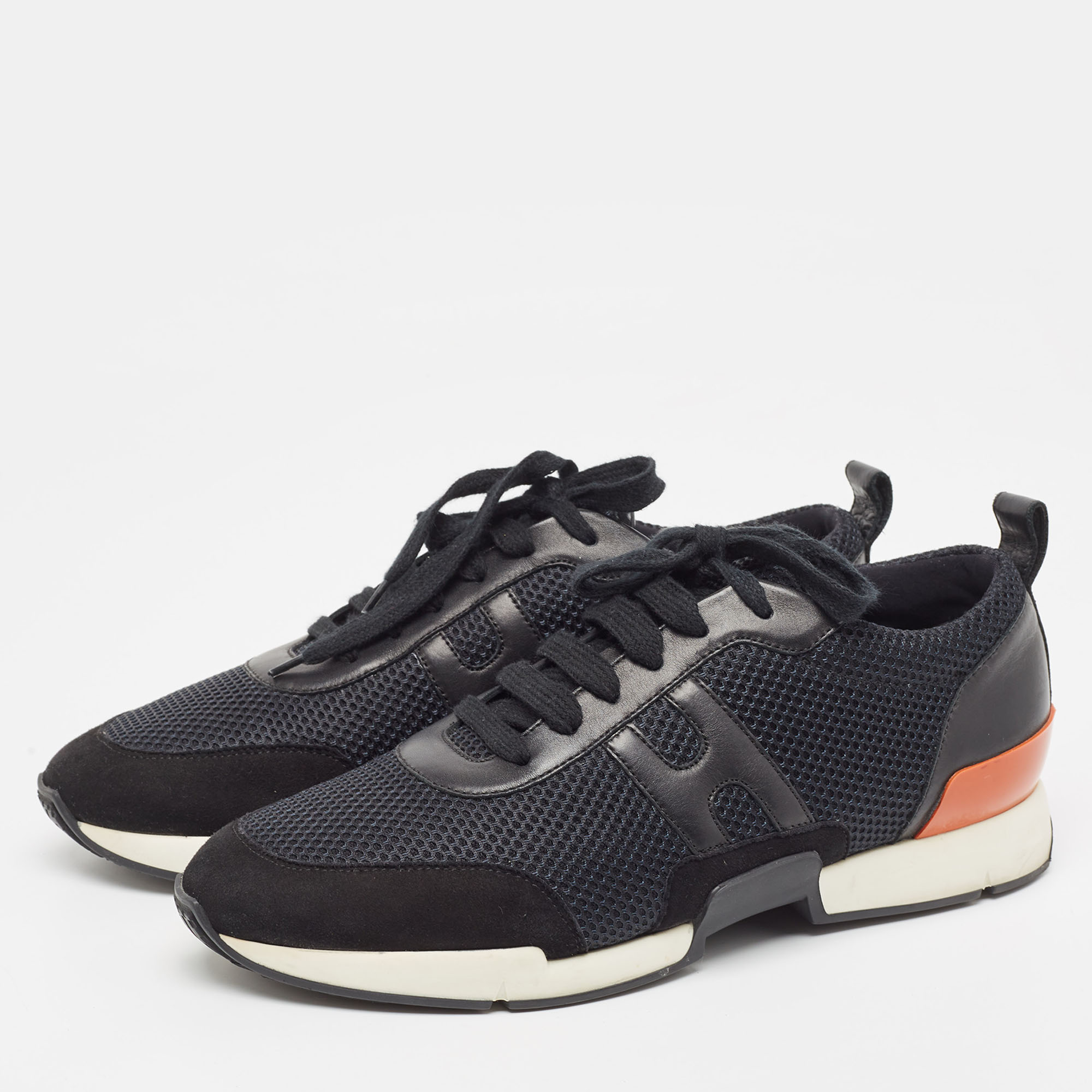 

Hermes Black Mesh and Leather Low Top Sneakers Size