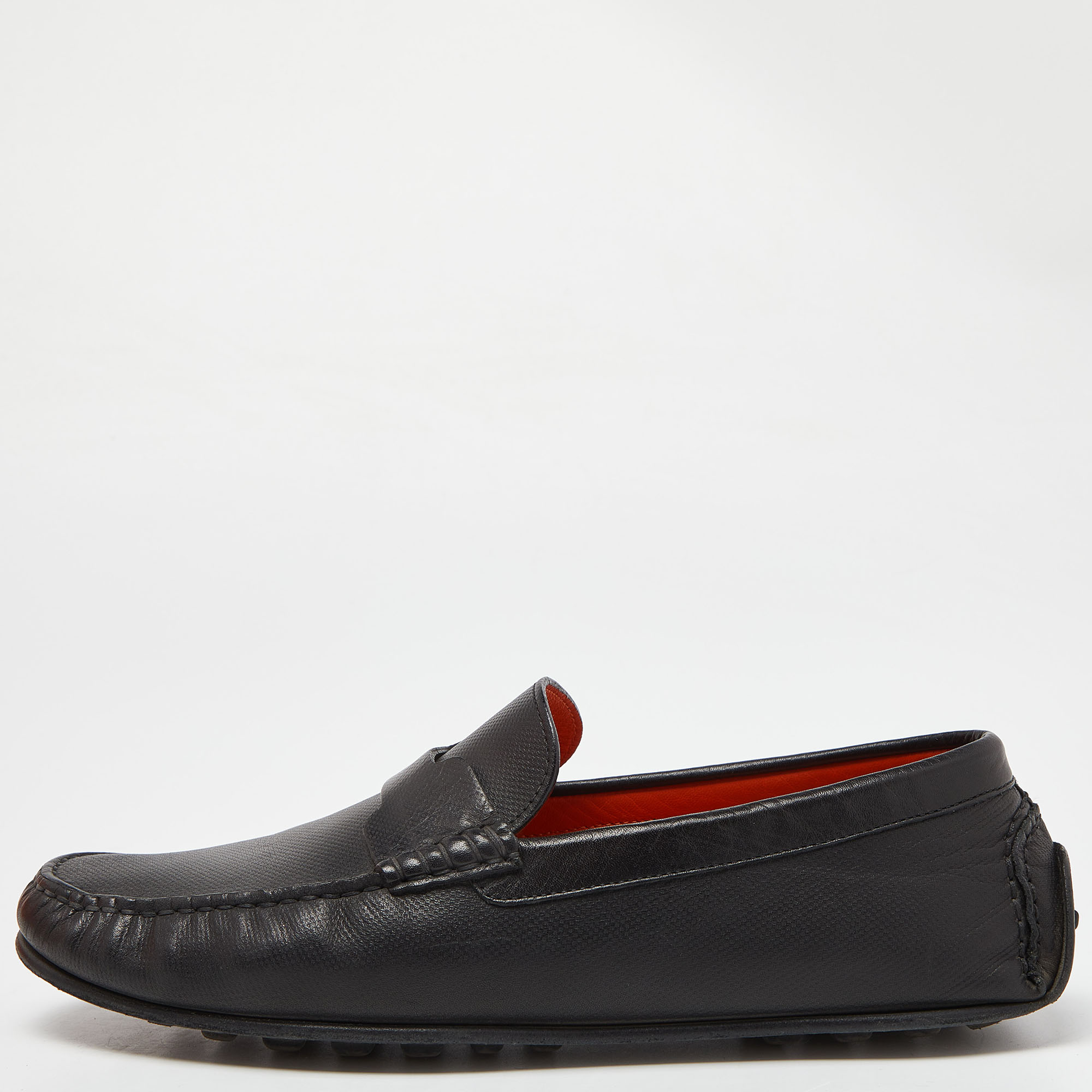 Pre-owned Hermes Black Leather Kennedy Slip On Loafers Size 40.5
