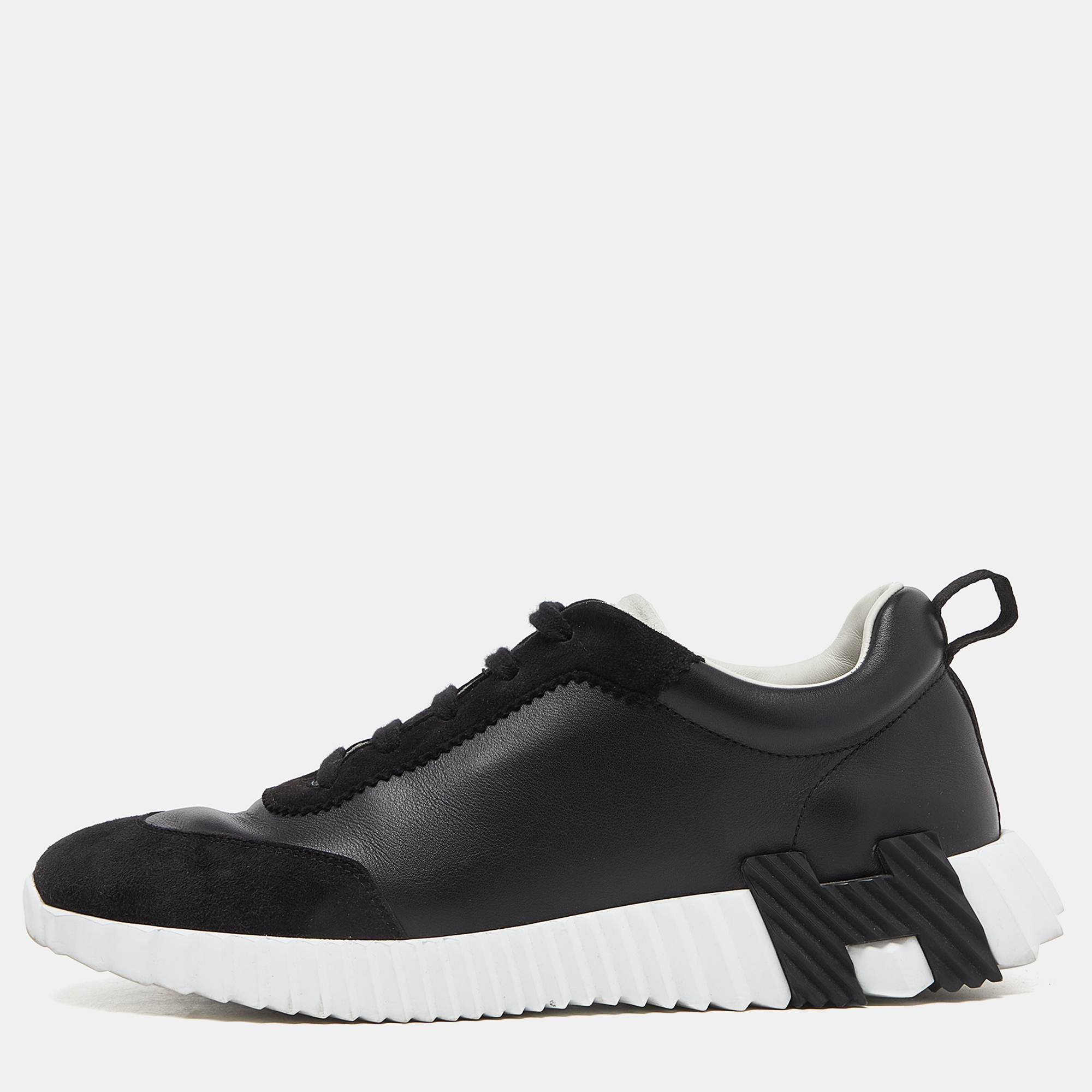 

Hermes Black Leather and Suede Depart Sneakers Size