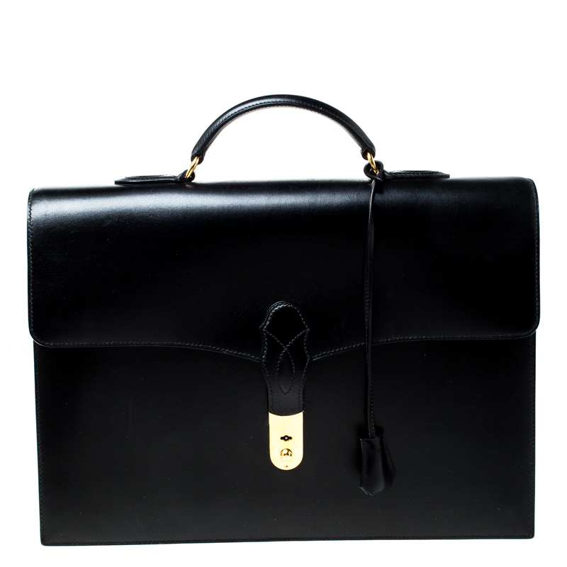 Hermes Black Leather Sac a Depeches 38 Briefcase Hermes | The Luxury Closet