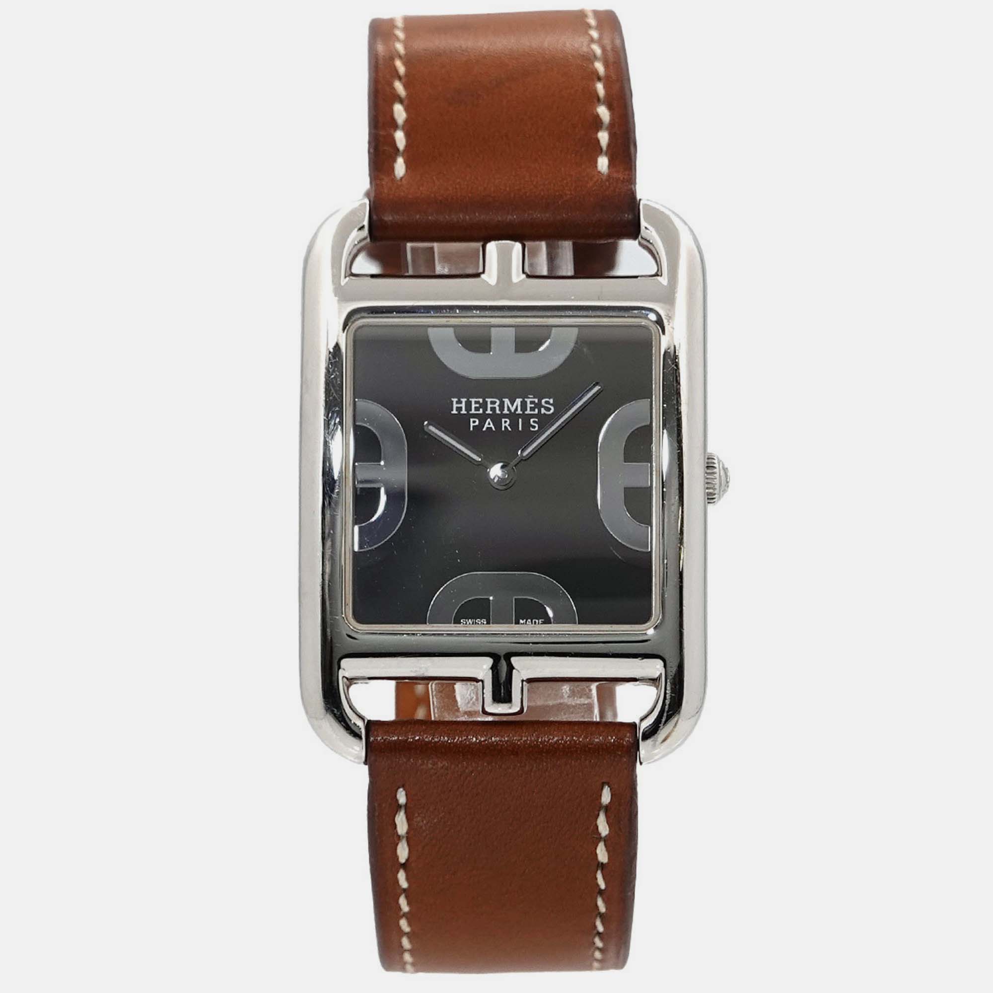 

Hermes Black Stainless Steel Cape Cod CC3.710 Quartz Men's Wristwatch 29 mm