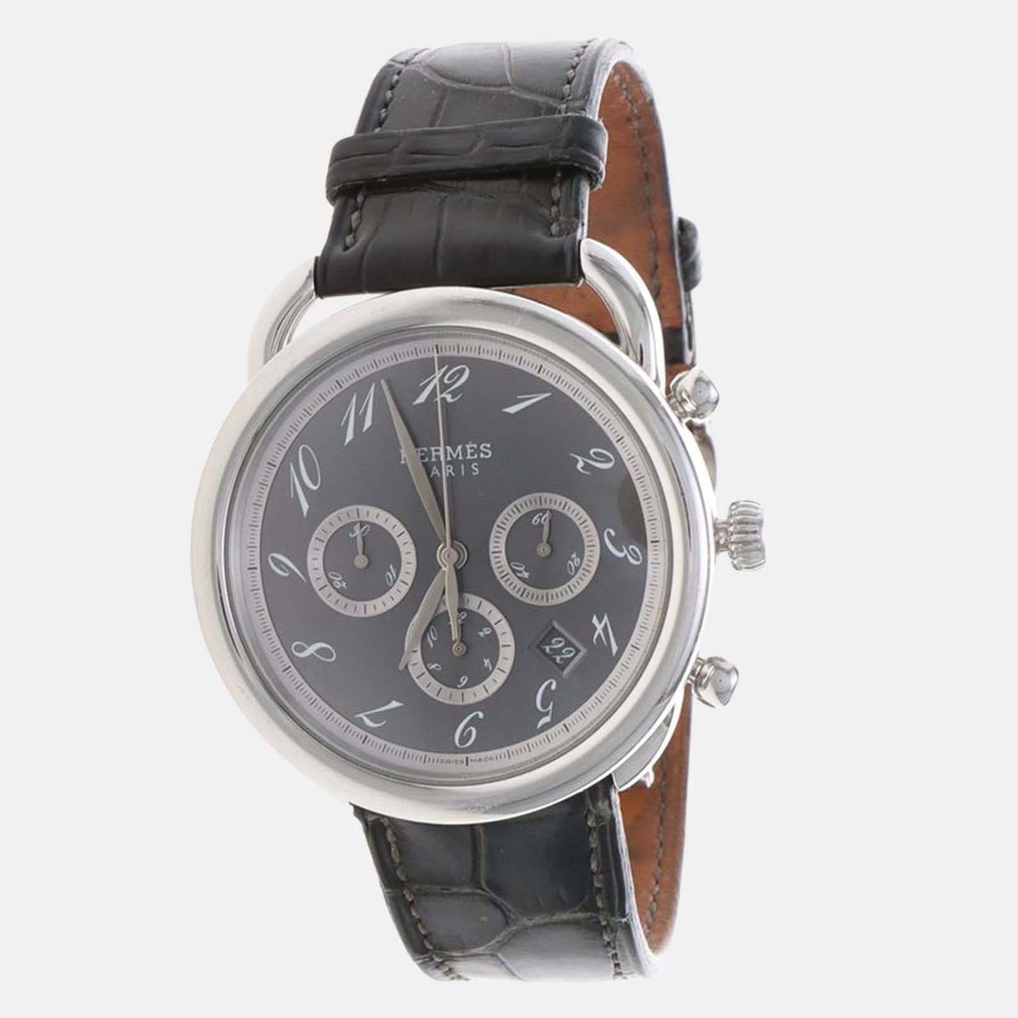 

Hermes Arceau Chrono AR4.910 Automatic Black Stainless Steel Men's Wristwatch