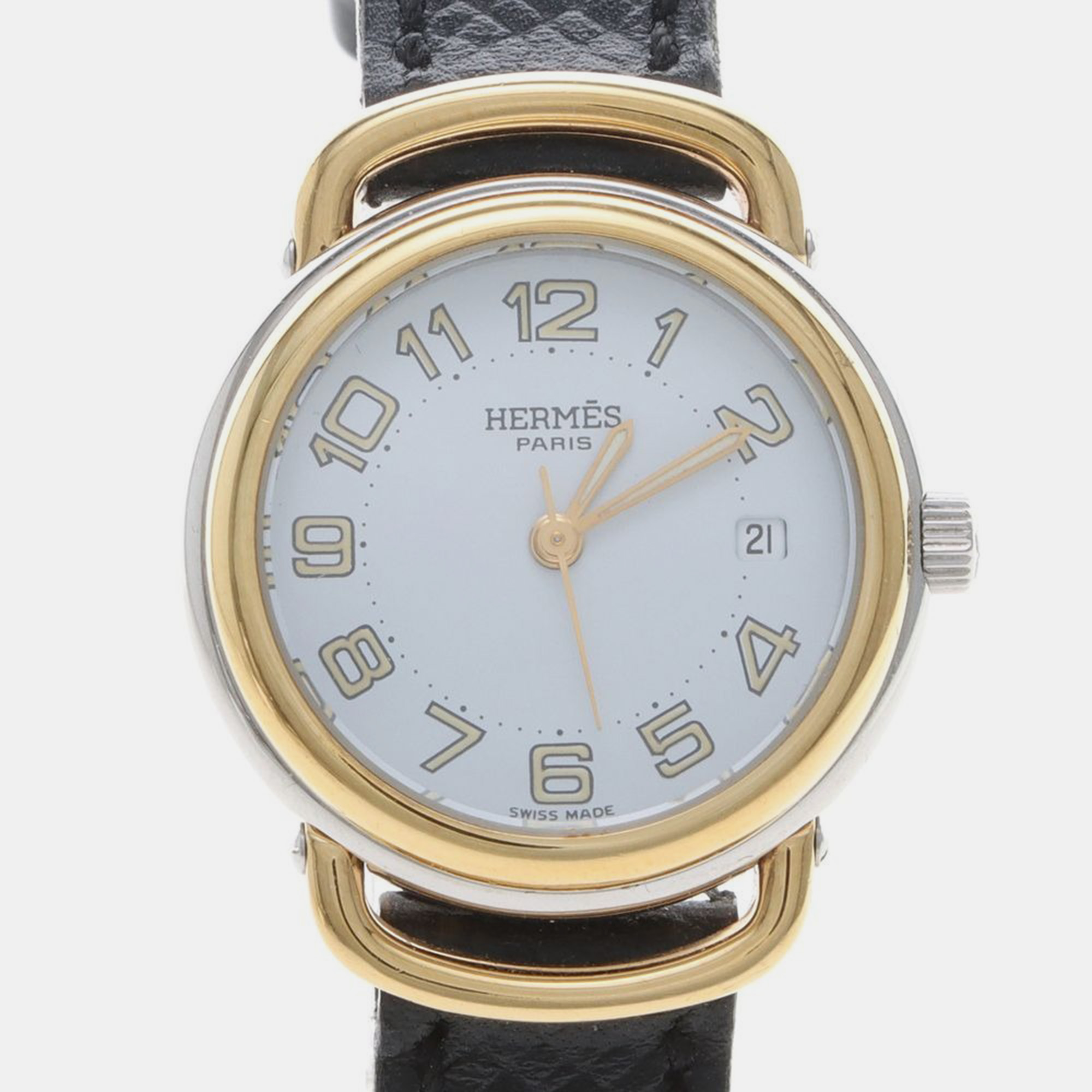 

Hermes Clipper Pullman PU2.240 Quartz Gold Plated Stainless Steel Women's Wristwatch, White