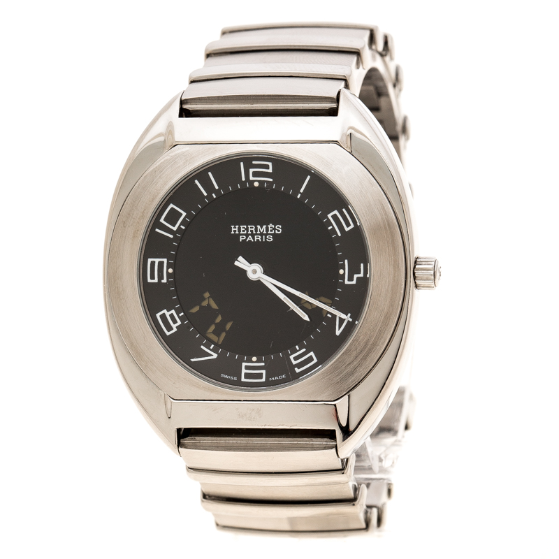 black stainless steel digital watch