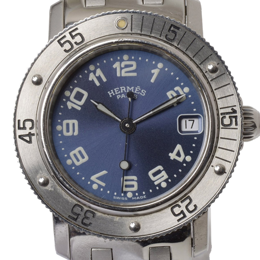 

Hermes Blue Stainless Steel Clipper Diver Men's Wristwatch