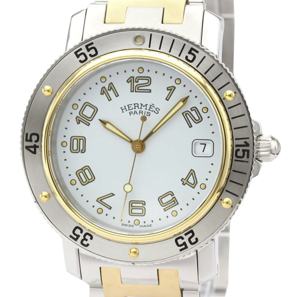 

Hermes Silver Gold Tone Stainless Steel Clipper Diver Chronograph Quartz CL7.720 Men's Wristwatch 38 MM