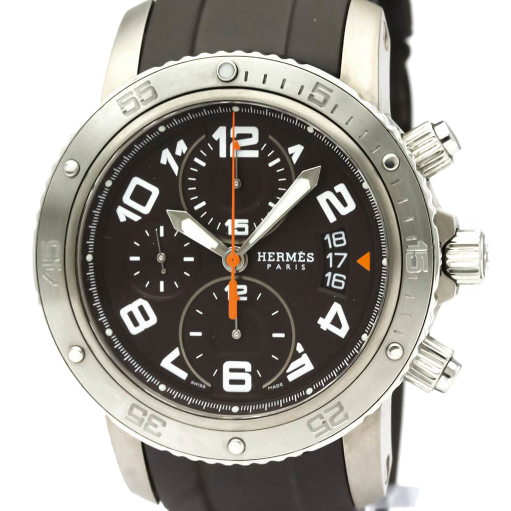 

Hermes Black Stainless Steel And Titanium Clipper Diver Chronograph CP2.941 Men's Wristwatch 44 MM