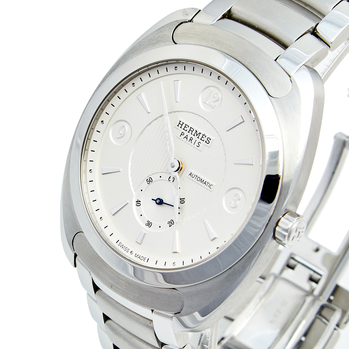 

Hermes Silver White Stainless Steel Dressage DR5.71B Men's Wristwatch