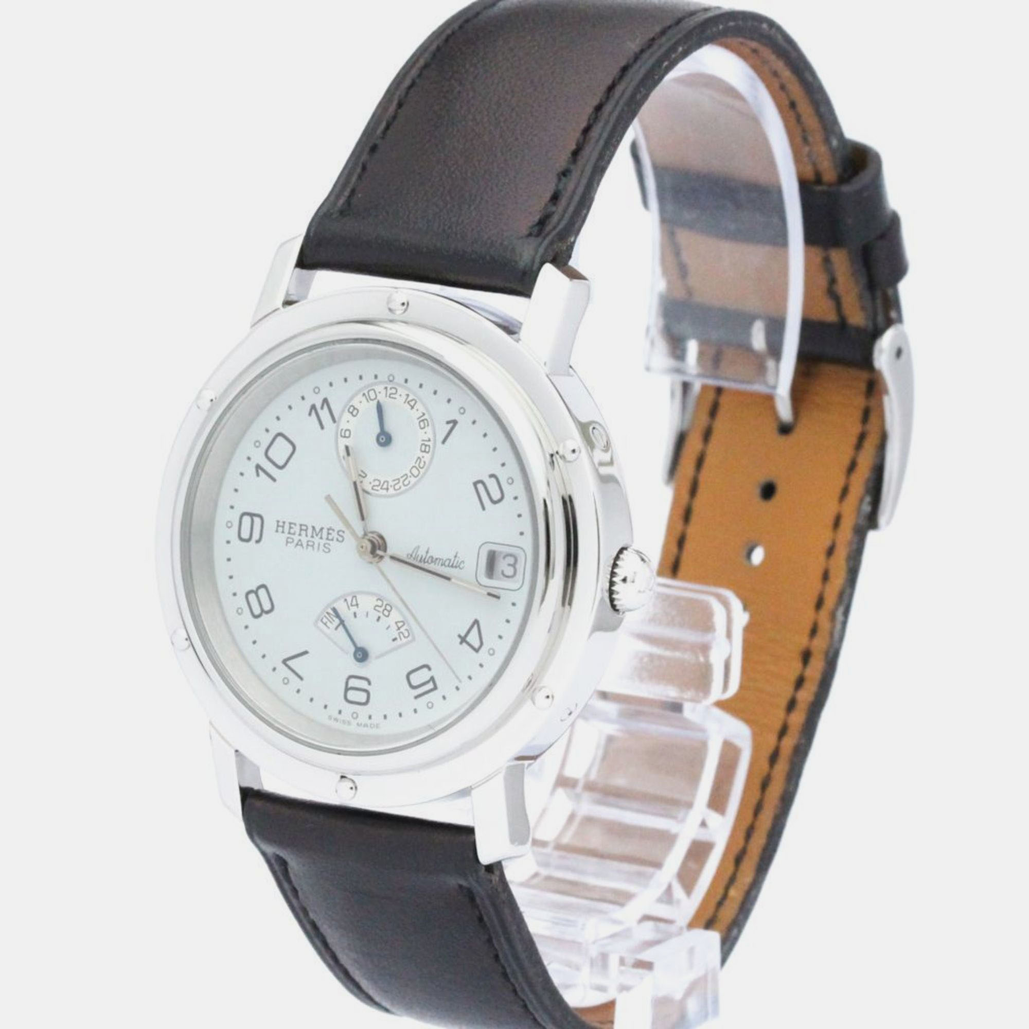 

Hermes White Stainless Steel Clipper CL5.710 Automatic Men's Wristwatch 36 mm