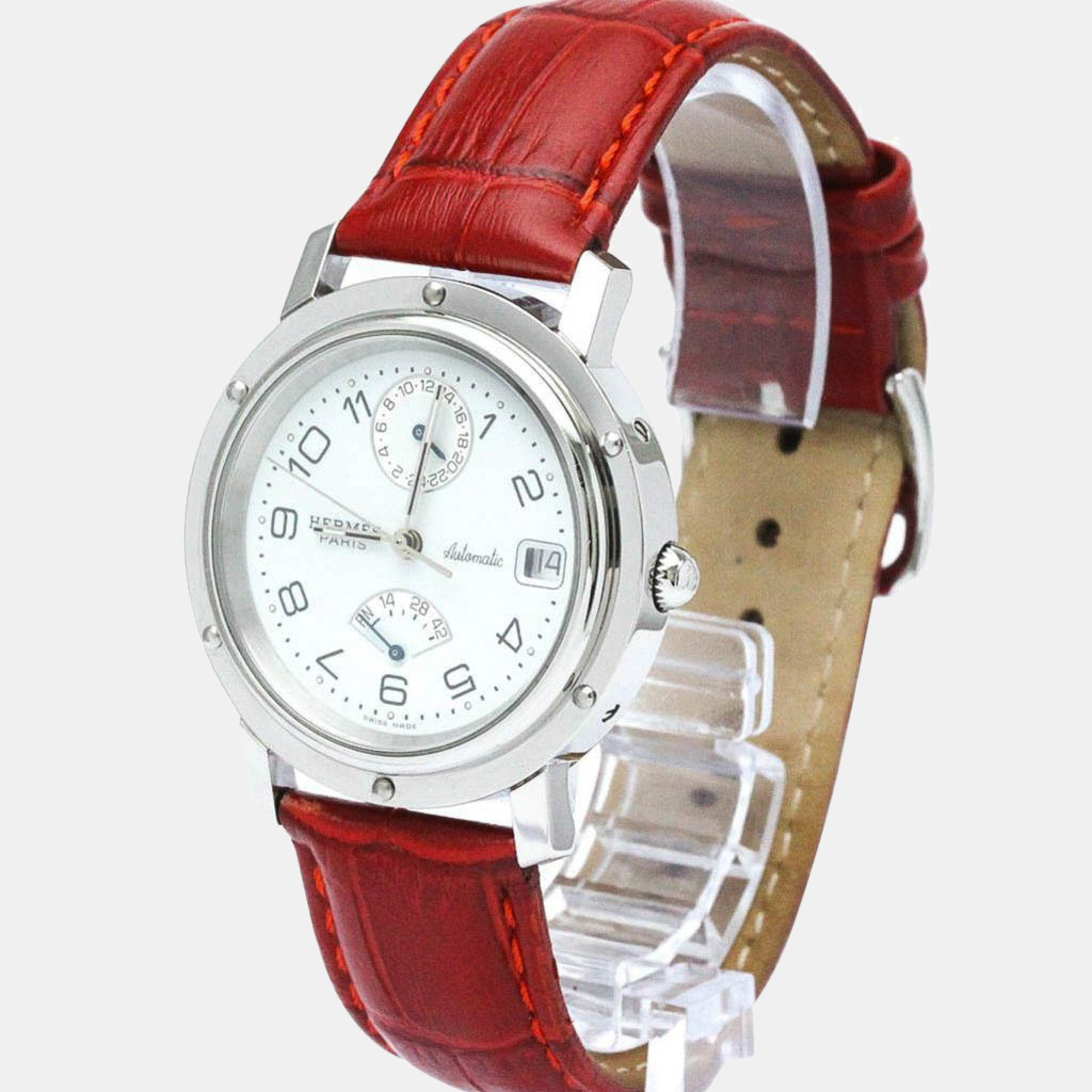 

Hermes White Stainless Steel Clipper CL5.710 Automatic Men's Wristwatch 36 mm